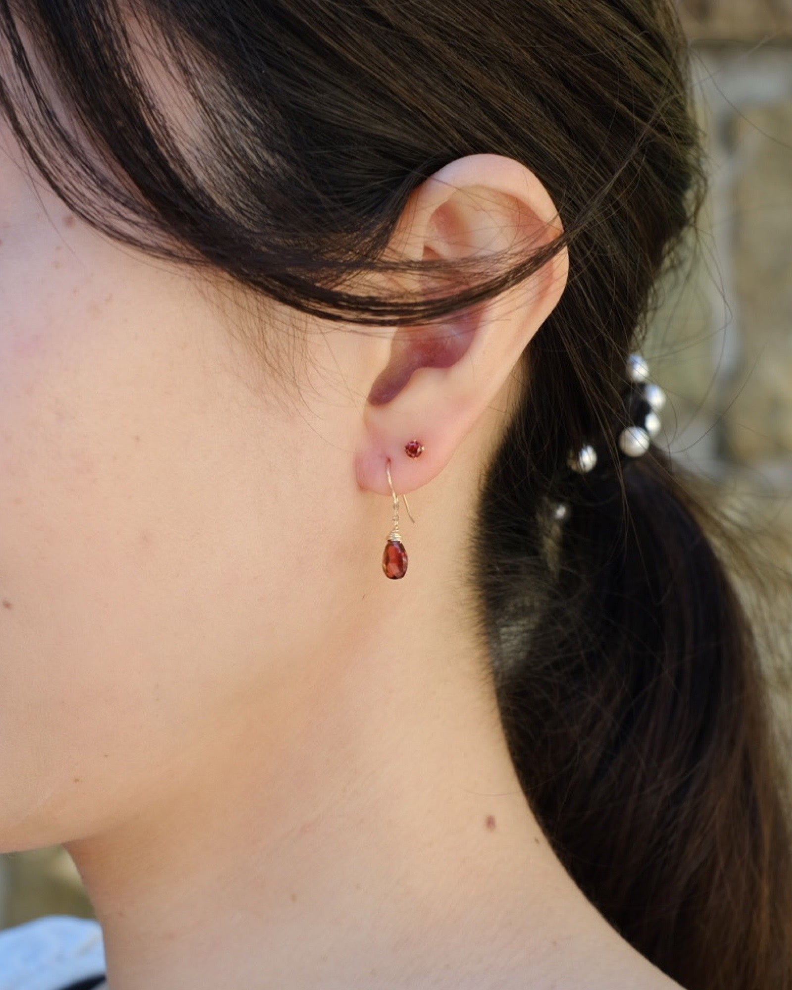 Garnet drop earrings ERIJEWELRY