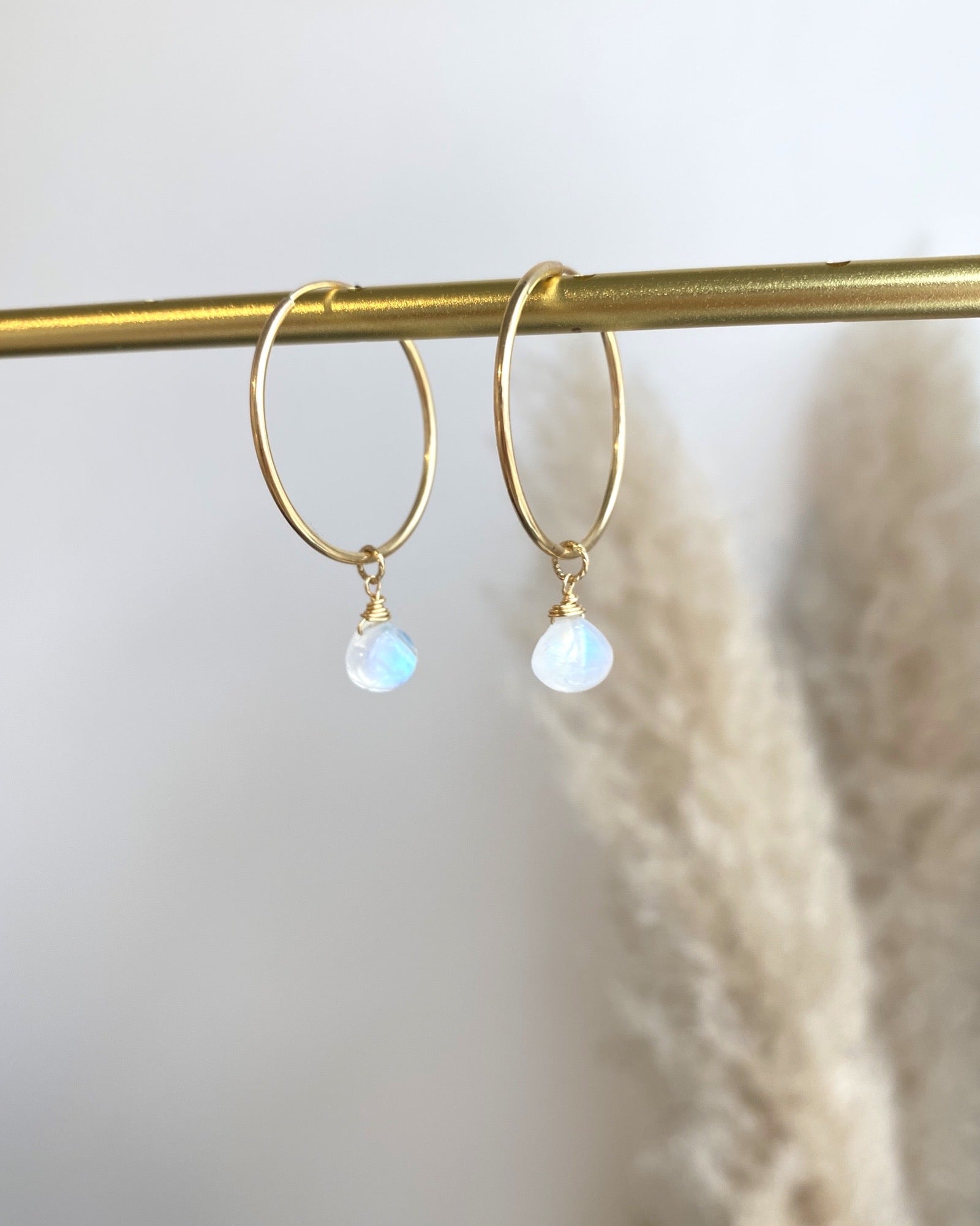 Moonstone Heart Hoop Earrings ERIJEWELRY