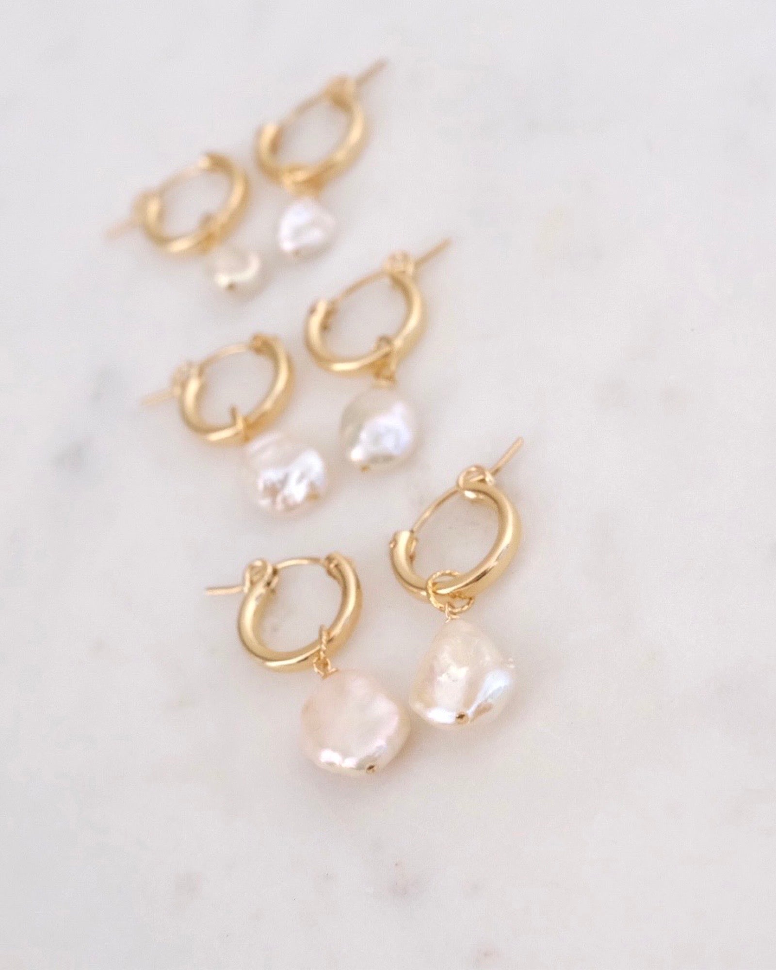 Large Keshi Huggie Hoops ERIJEWELRY