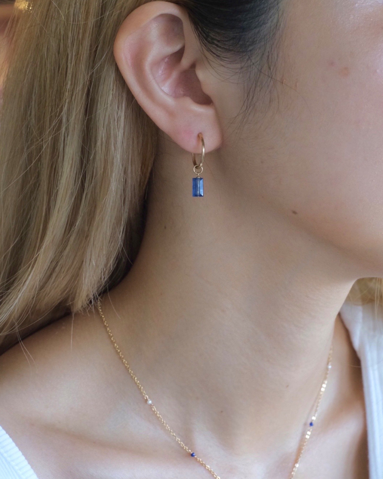 Kyanite Square infinity hoops ERIJEWELRY
