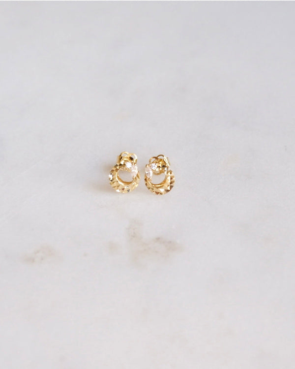 14K Marquise Crescent stud earrings - ERIJEWELRY