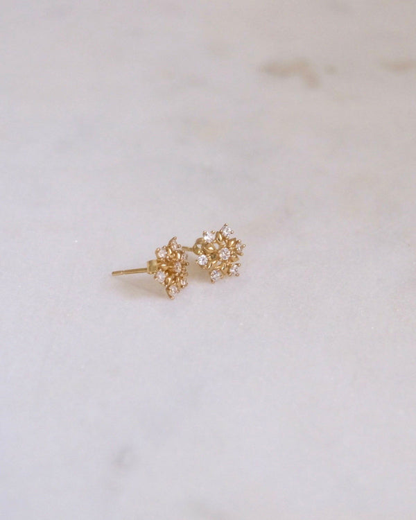 14K Solid Gold Snowflake Stud Earrings - ERIJEWELRY