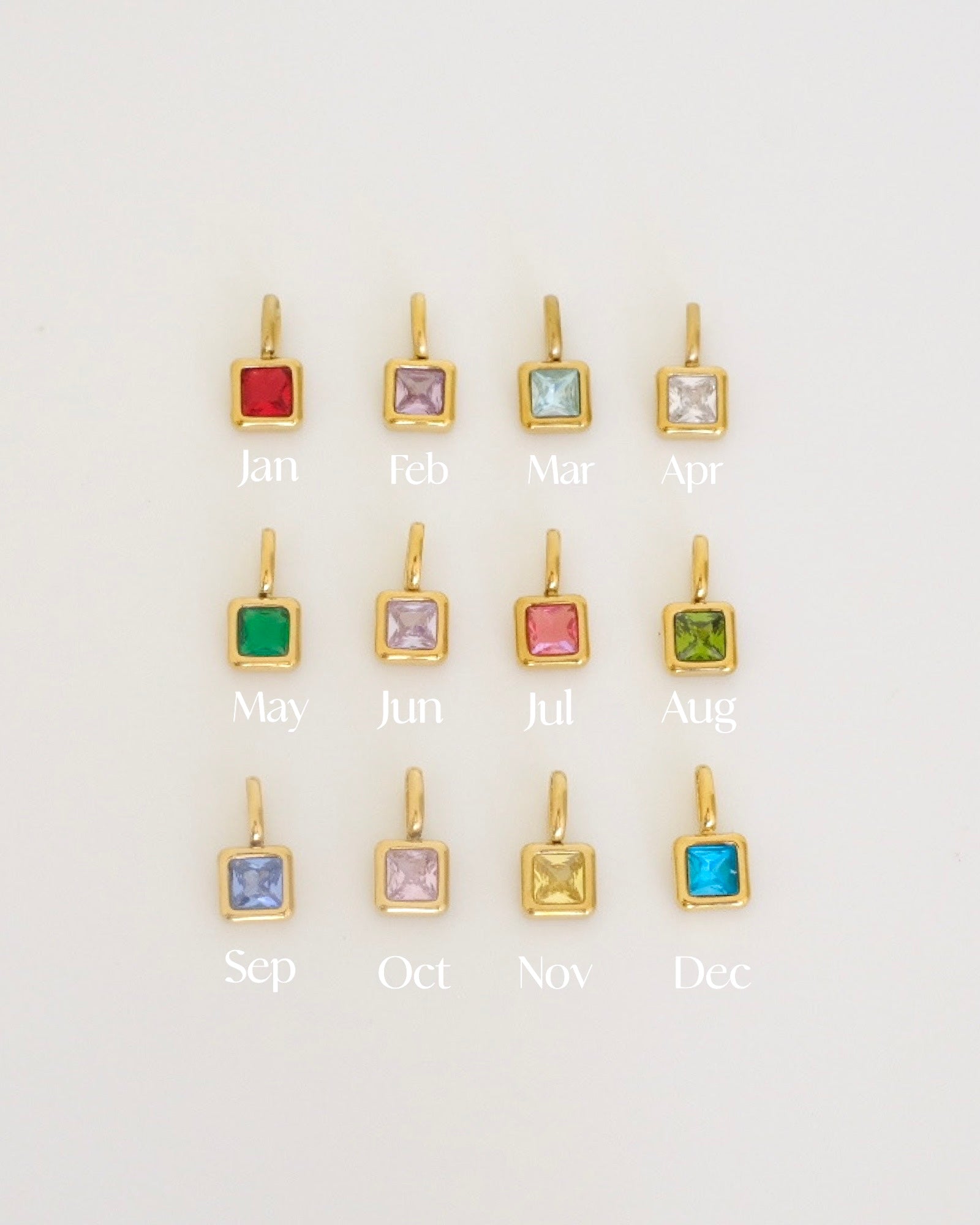 Birthstone square charm