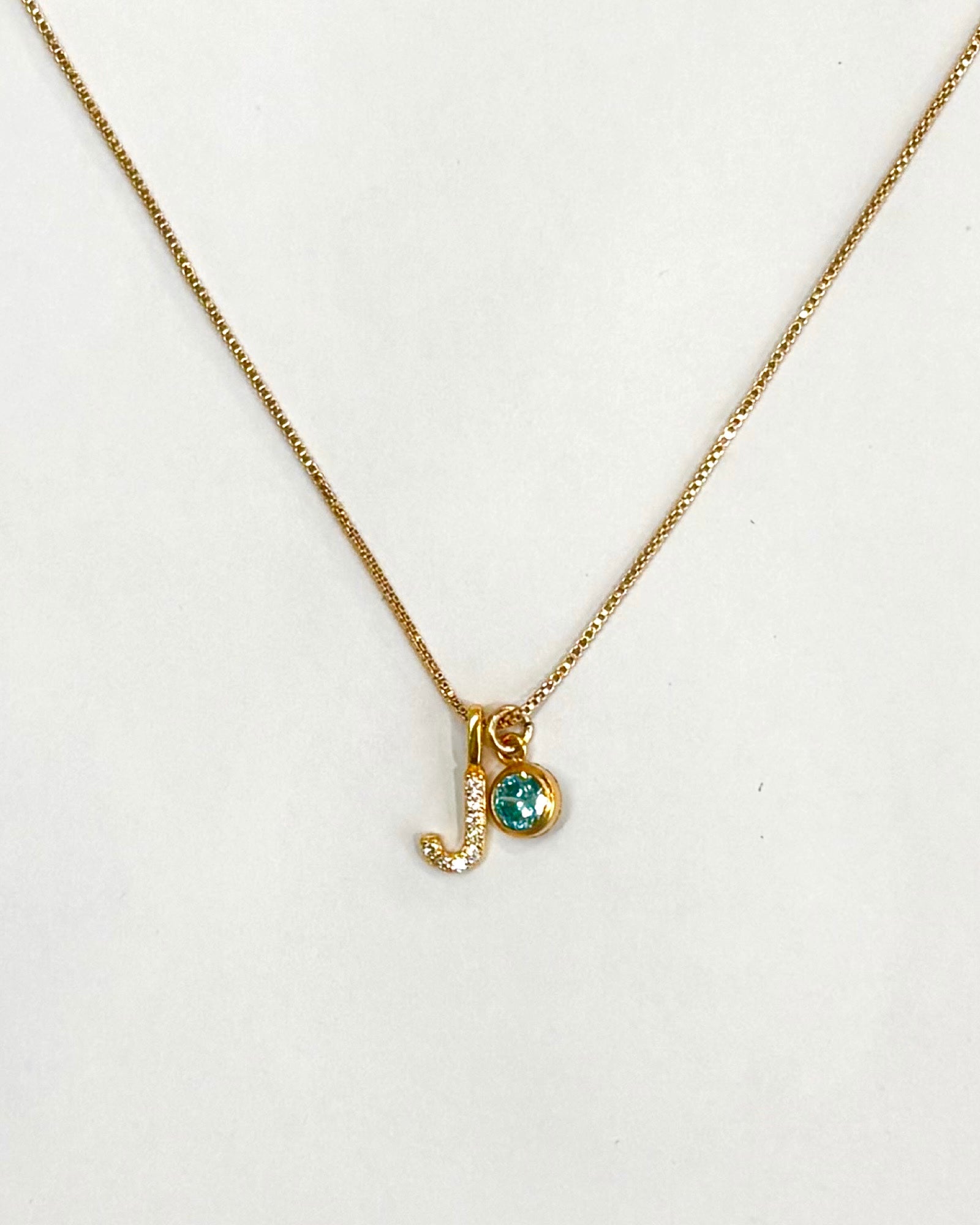 A-Z pave initial with birthstones necklace
