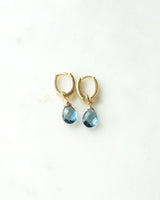 London blue topaz Rose hoops