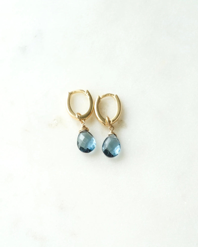 London blue topaz Rose hoops