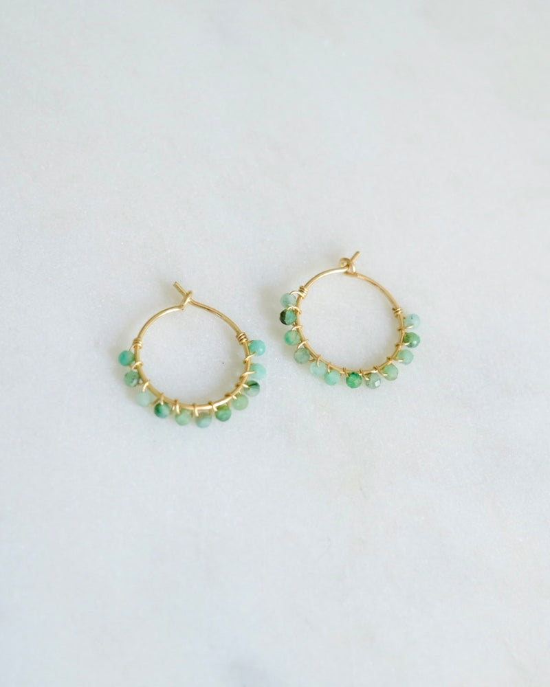 Emerald beaded hoop earrings ERIJEWELRY