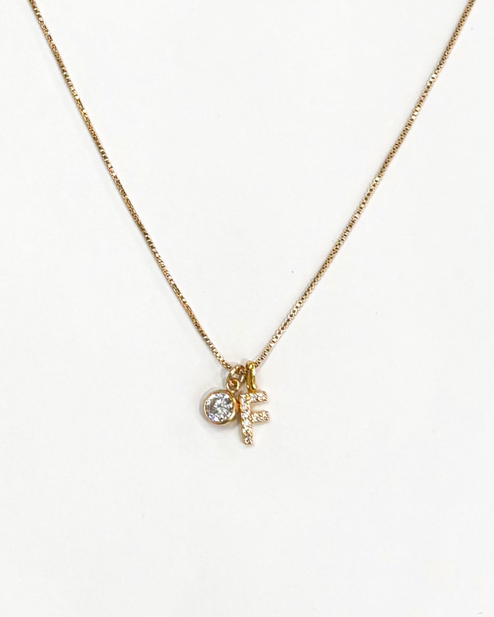 A-Z pave initial with birthstones necklace