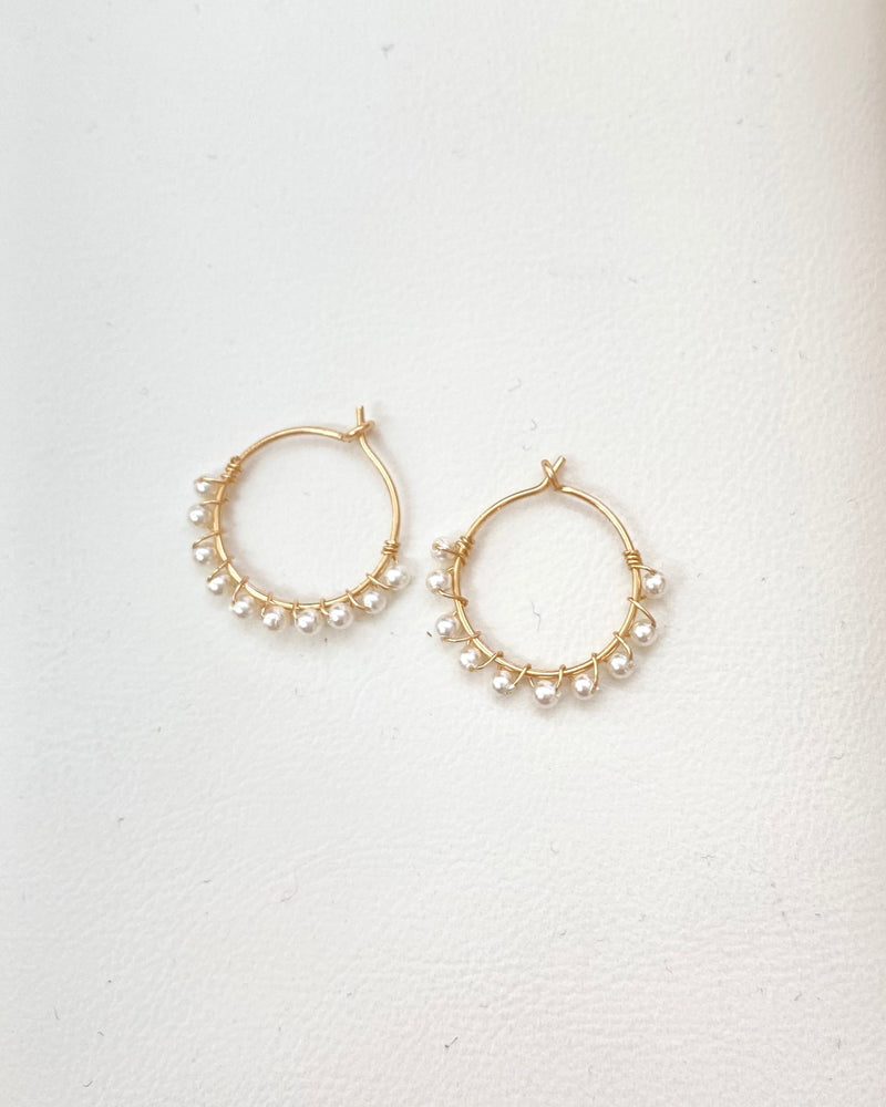 Shell pearl hoop earrings