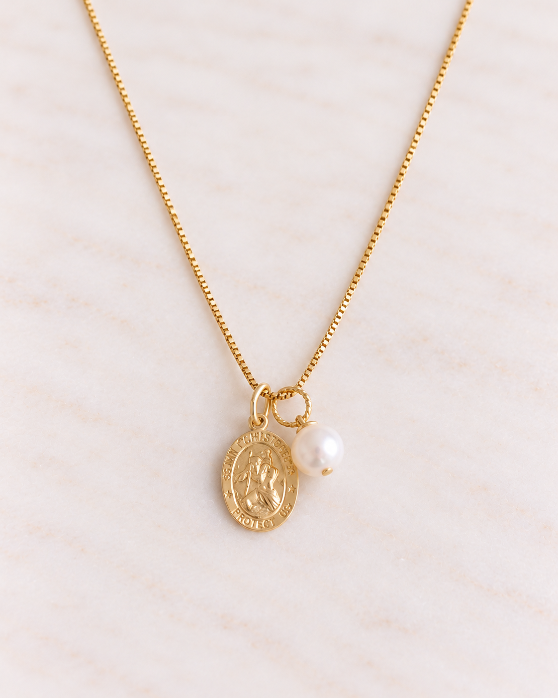 St Christopher with Pearl Necklace