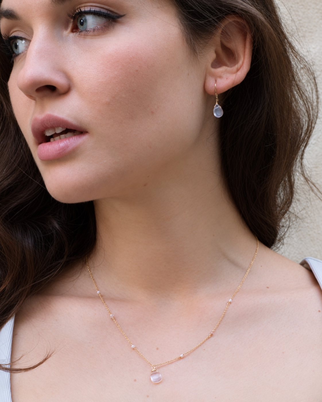 Rose quartz drop earrings