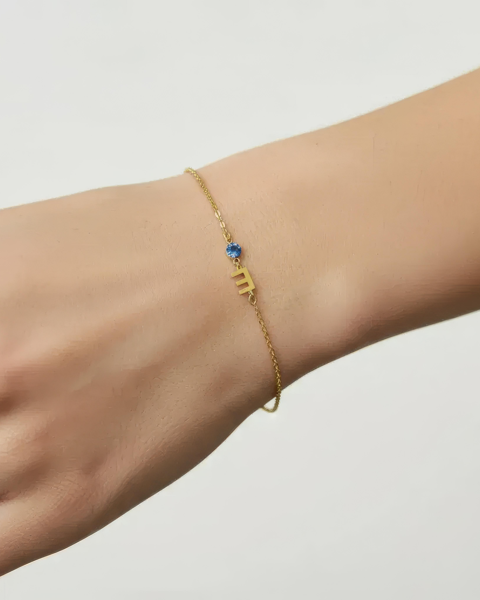 A-Z Linked Initial and Birthstone Bracelet