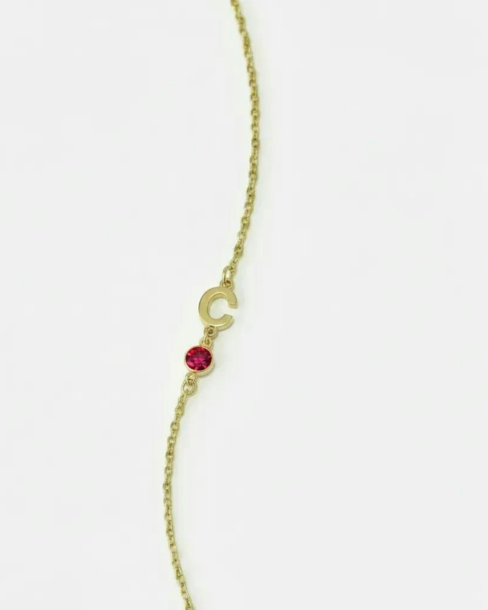 A-Z Linked Initial and Birthstone Bracelet