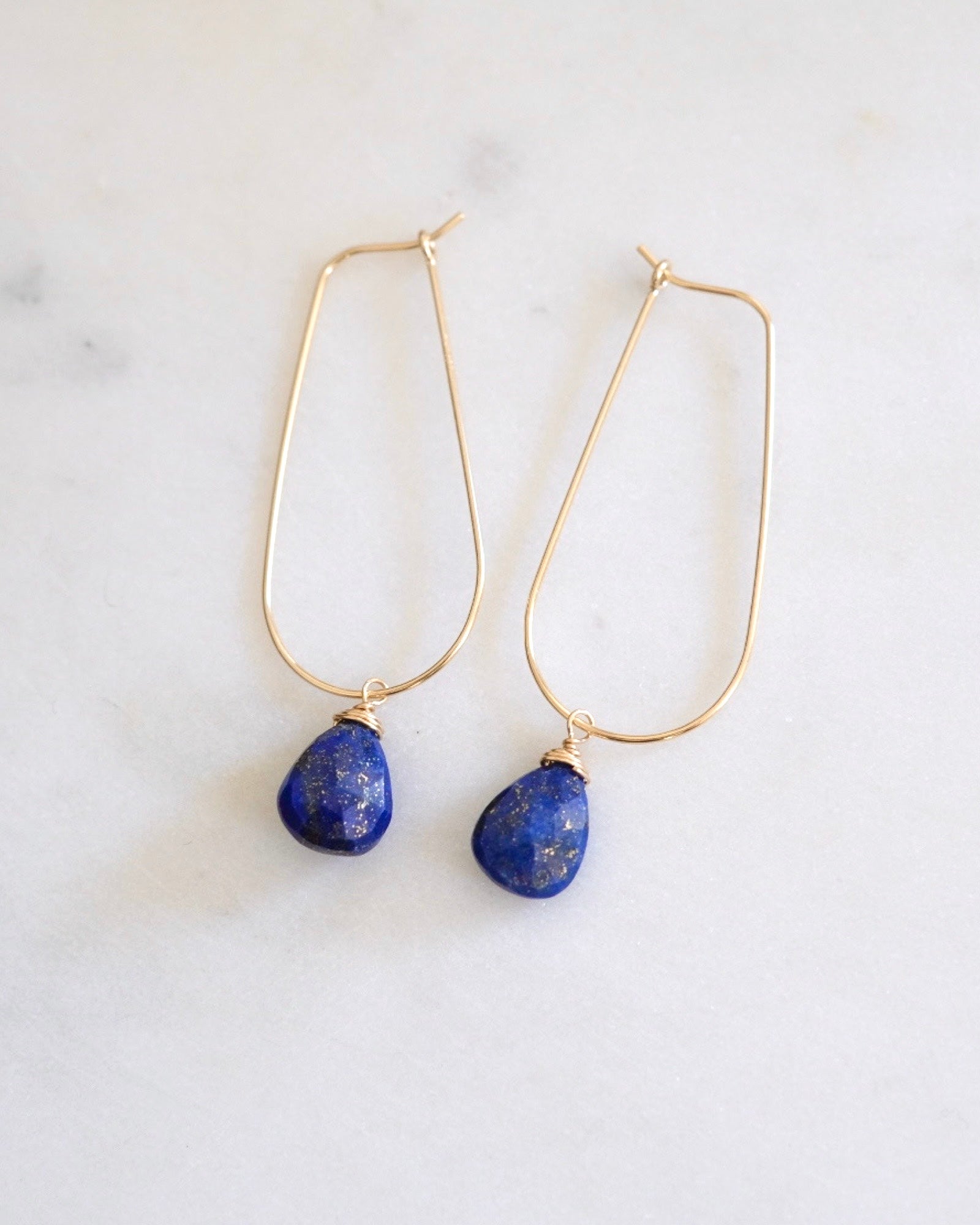 Lapis lazuli U hoop Earrings ERIJEWELRY
