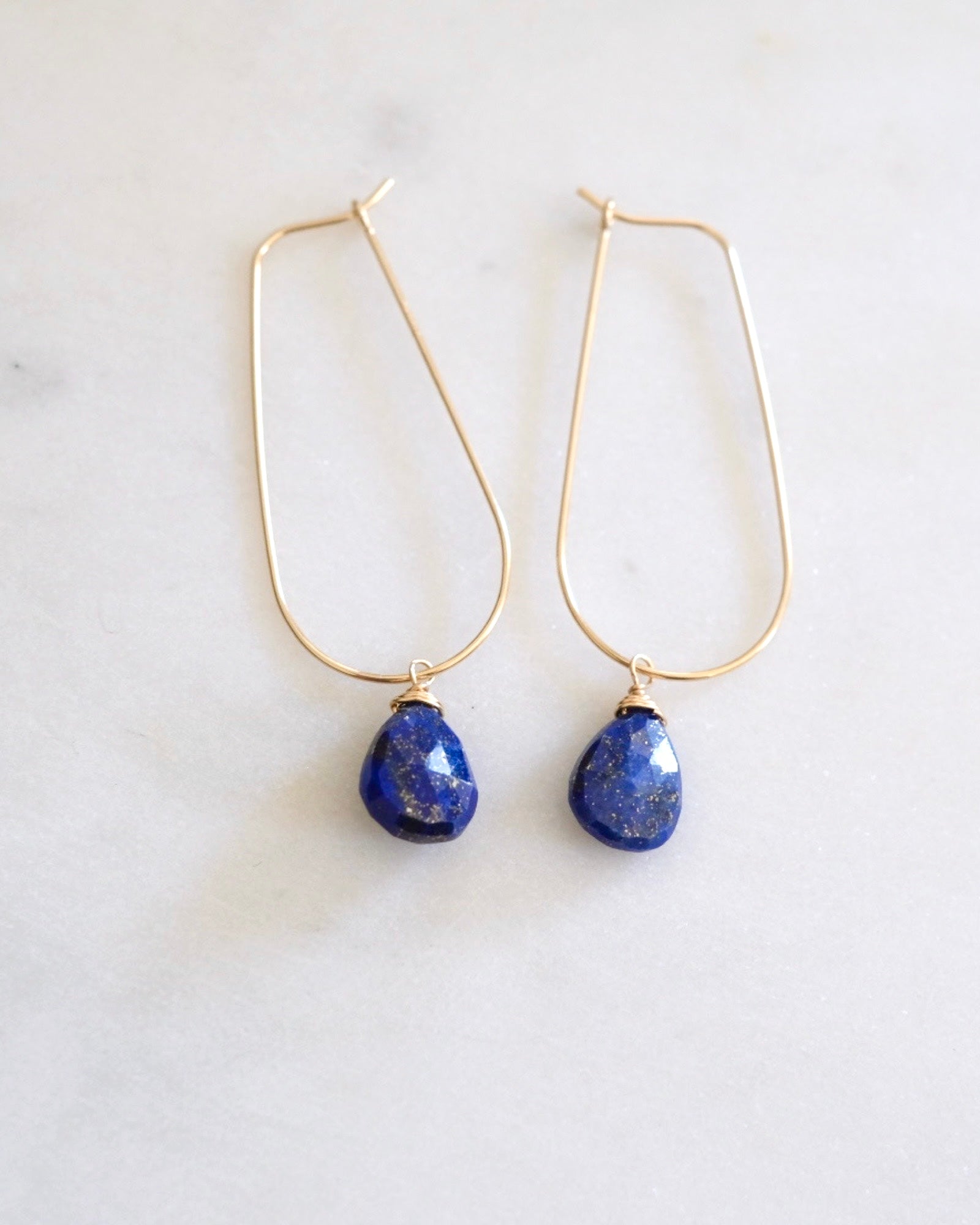 Lapis lazuli U hoop Earrings ERIJEWELRY