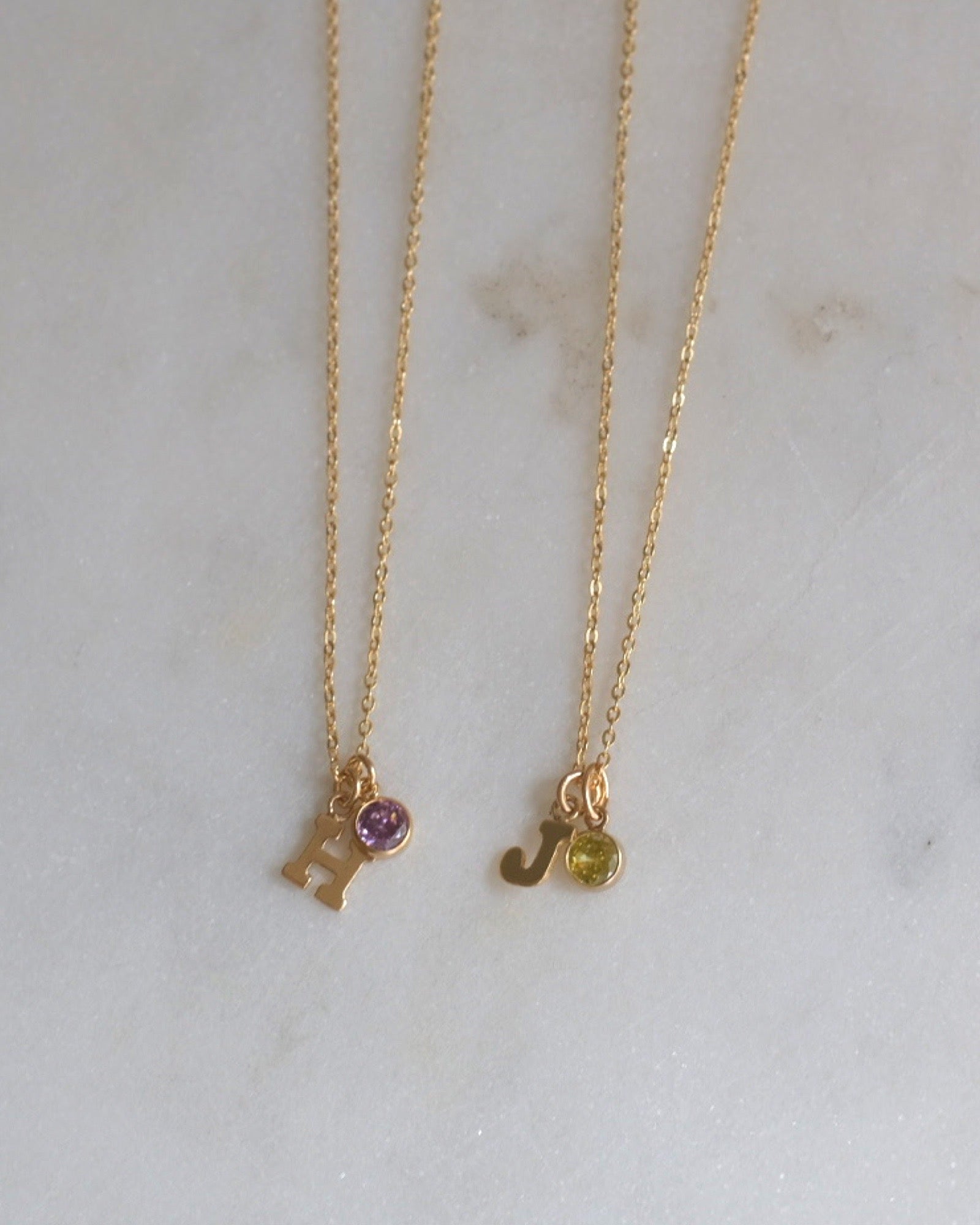 Initial H with Birthstone Necklace ERIJEWELRY