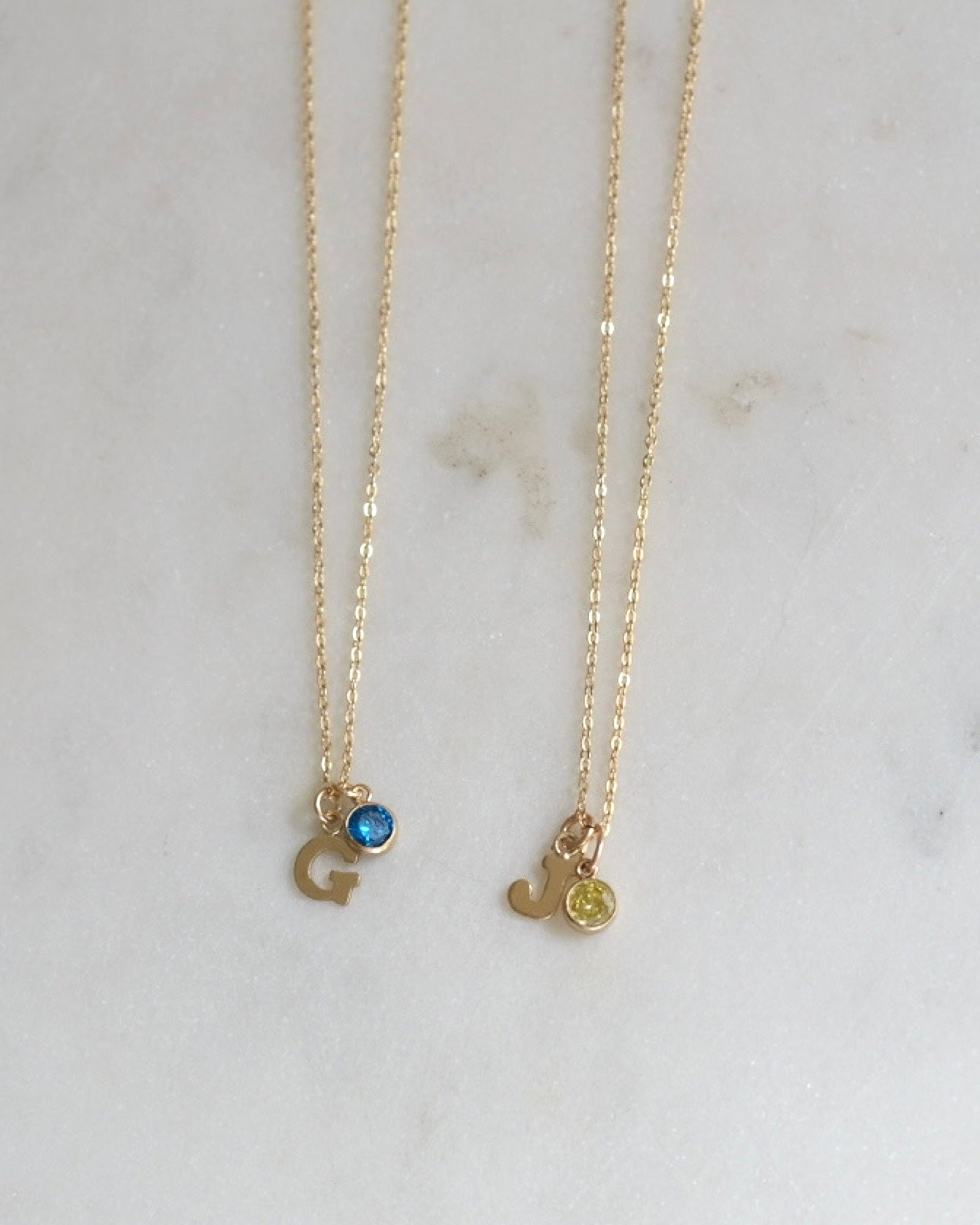 Initial G with Birthstone Necklace ERIJEWELRY