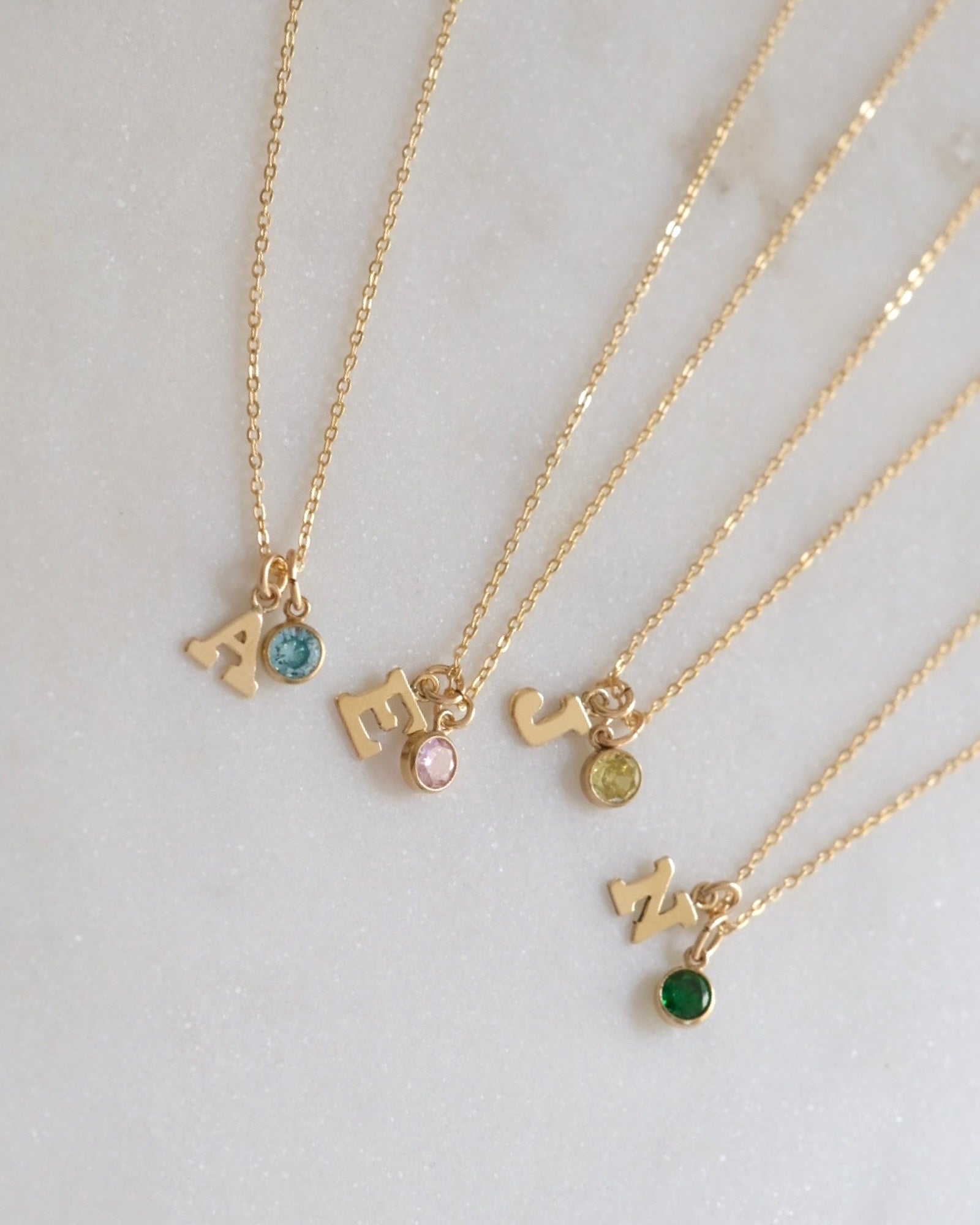 Initial N with Birthstone Necklace ERIJEWELRY
