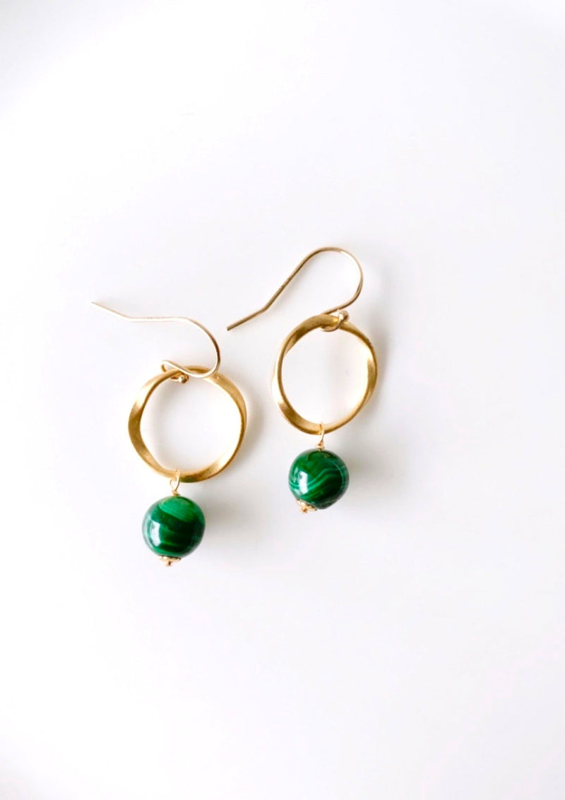 Malachite Drop earrings Handmade by Australia Jewelry Shop