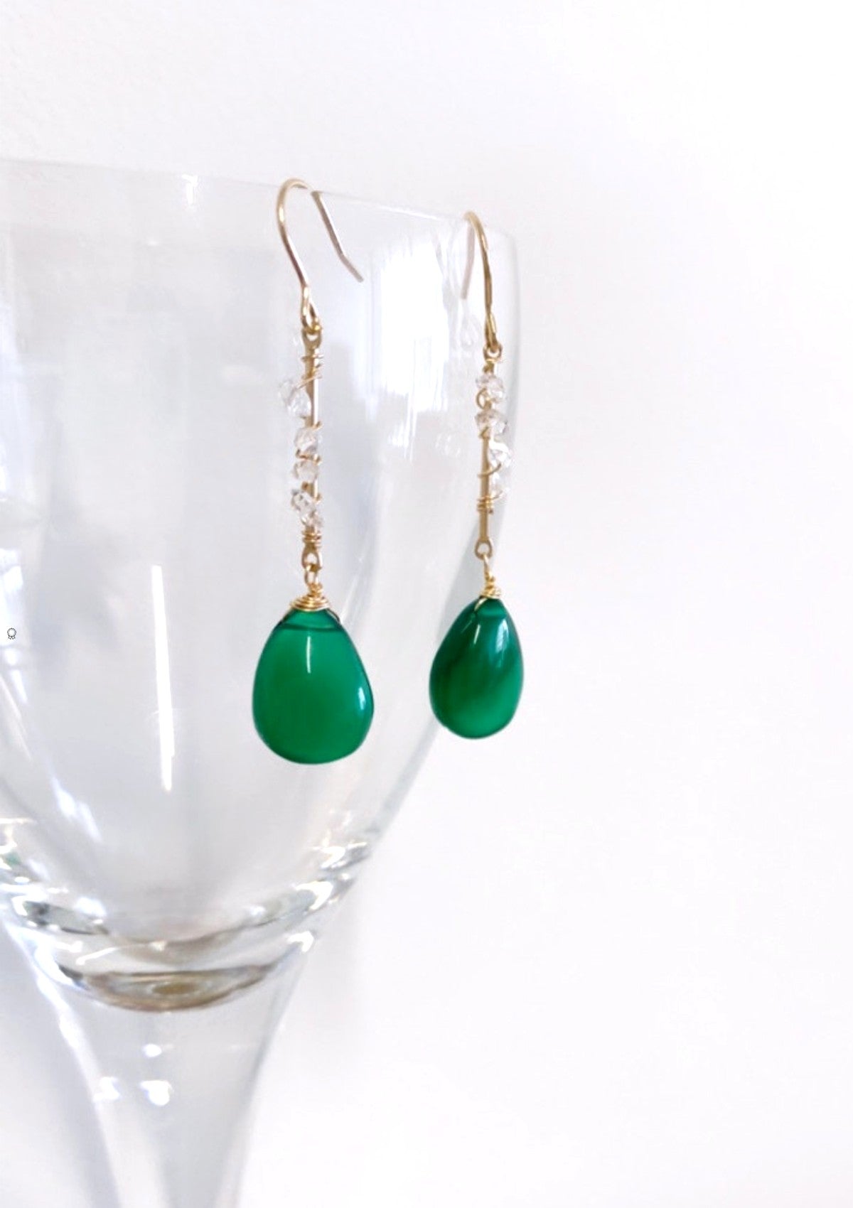 Green Onyx and Herkimer Diamonds Earrings ERIJEWELRY