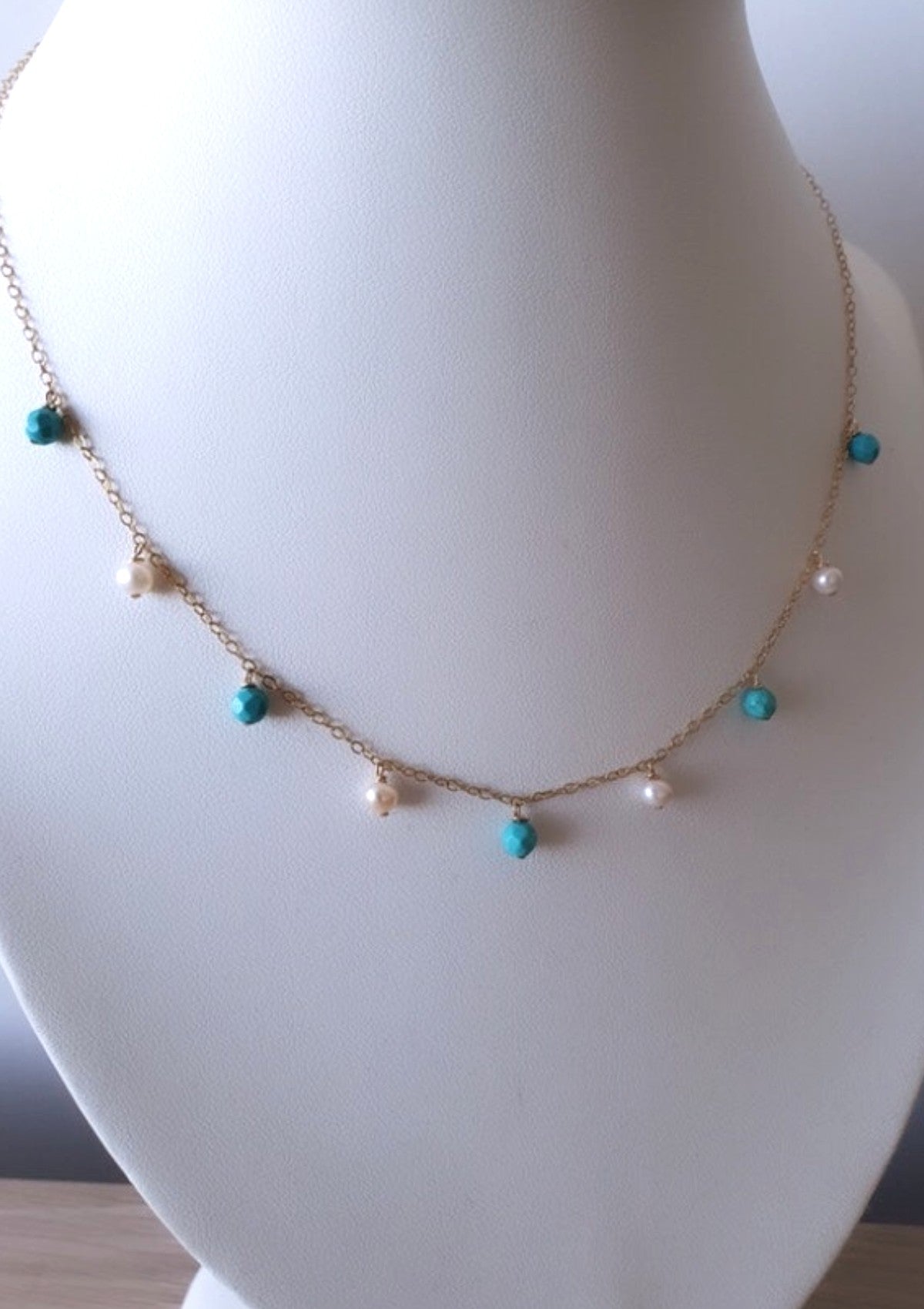 Turquoise Pearl Bohemian Necklace ERIJEWELRY