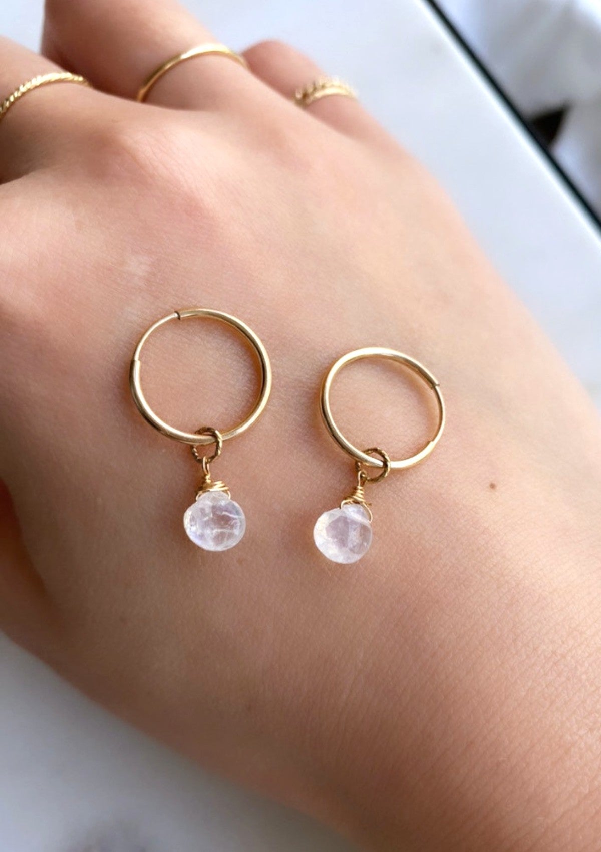 Royal Blue Moonstone Infinity Hoops ERIJEWELRY