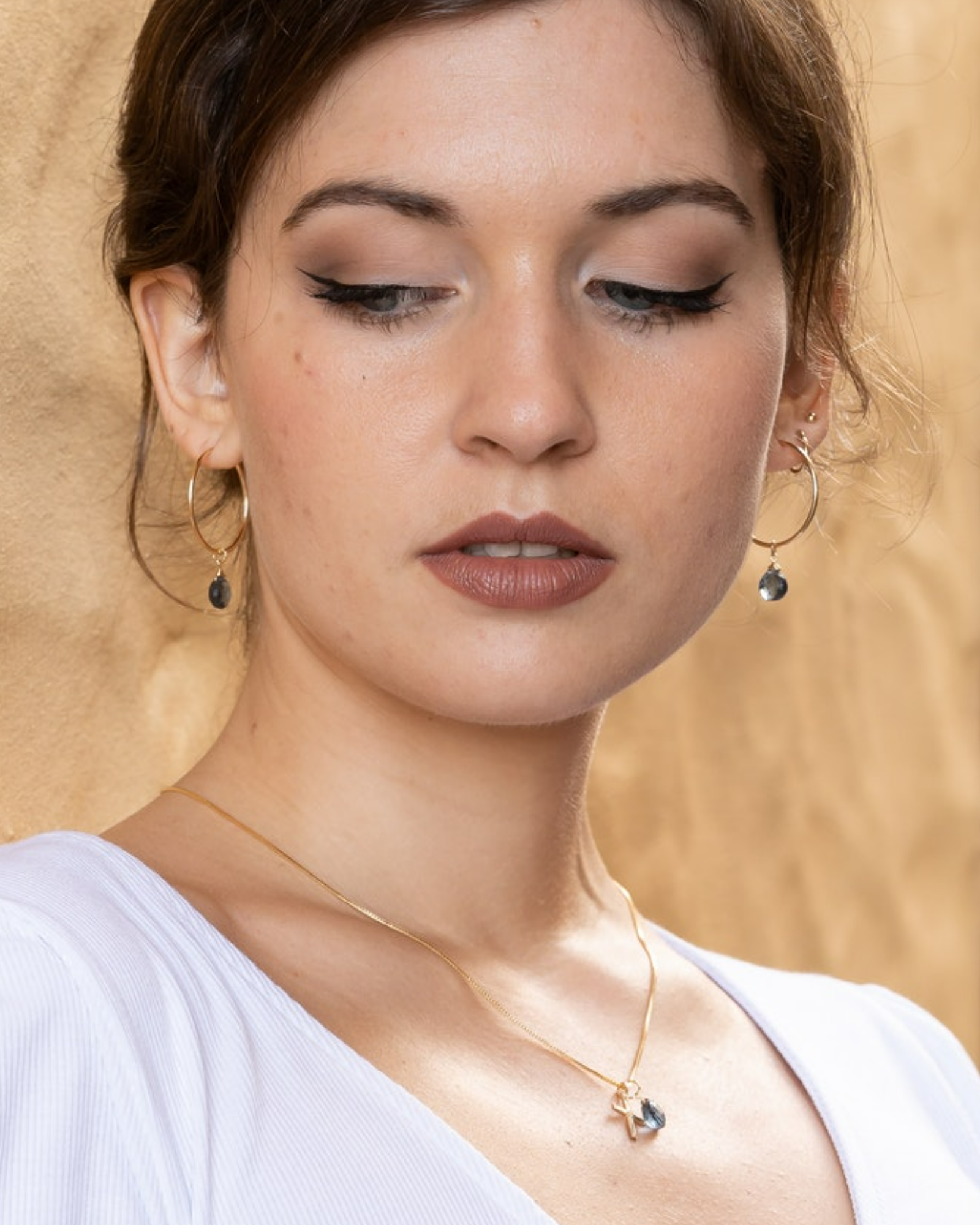 London Blue Topaz Hoop Earrings ERIJEWELRY