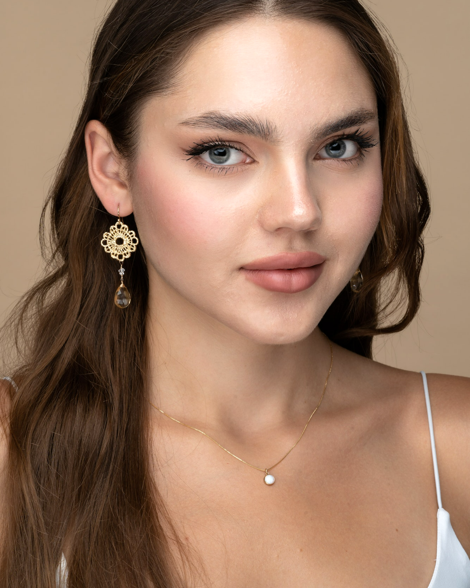 Citrine Flower Earrings ERIJEWELRY