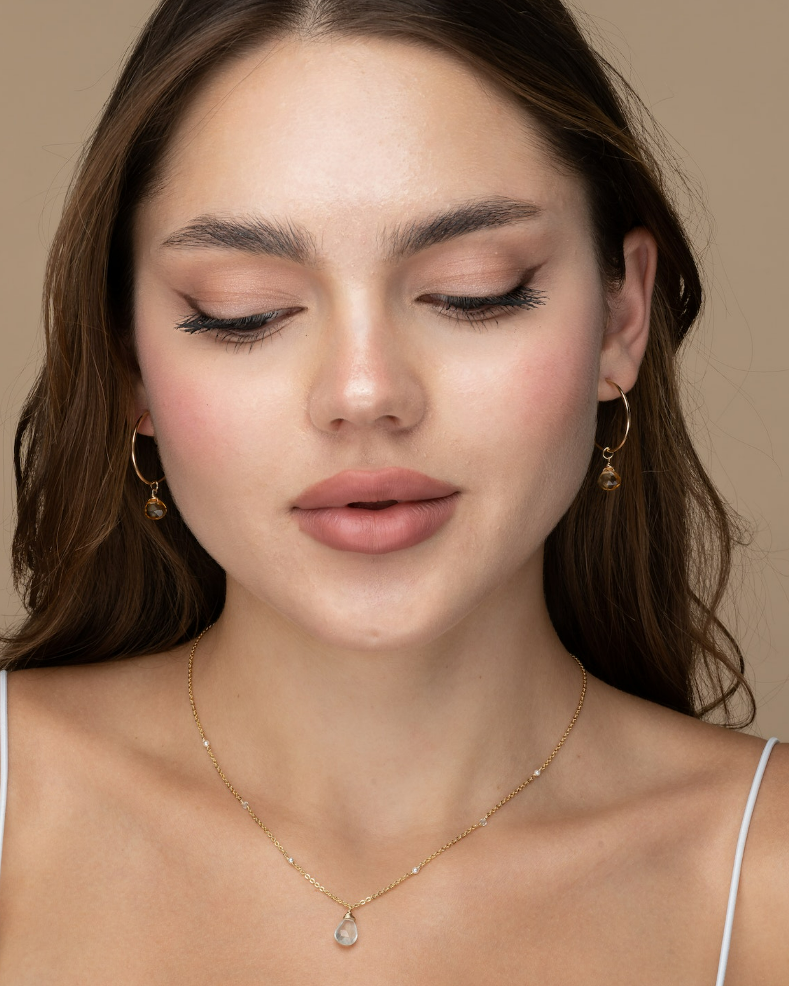 Citrine infinity hoop earrings ERIJEWELRY