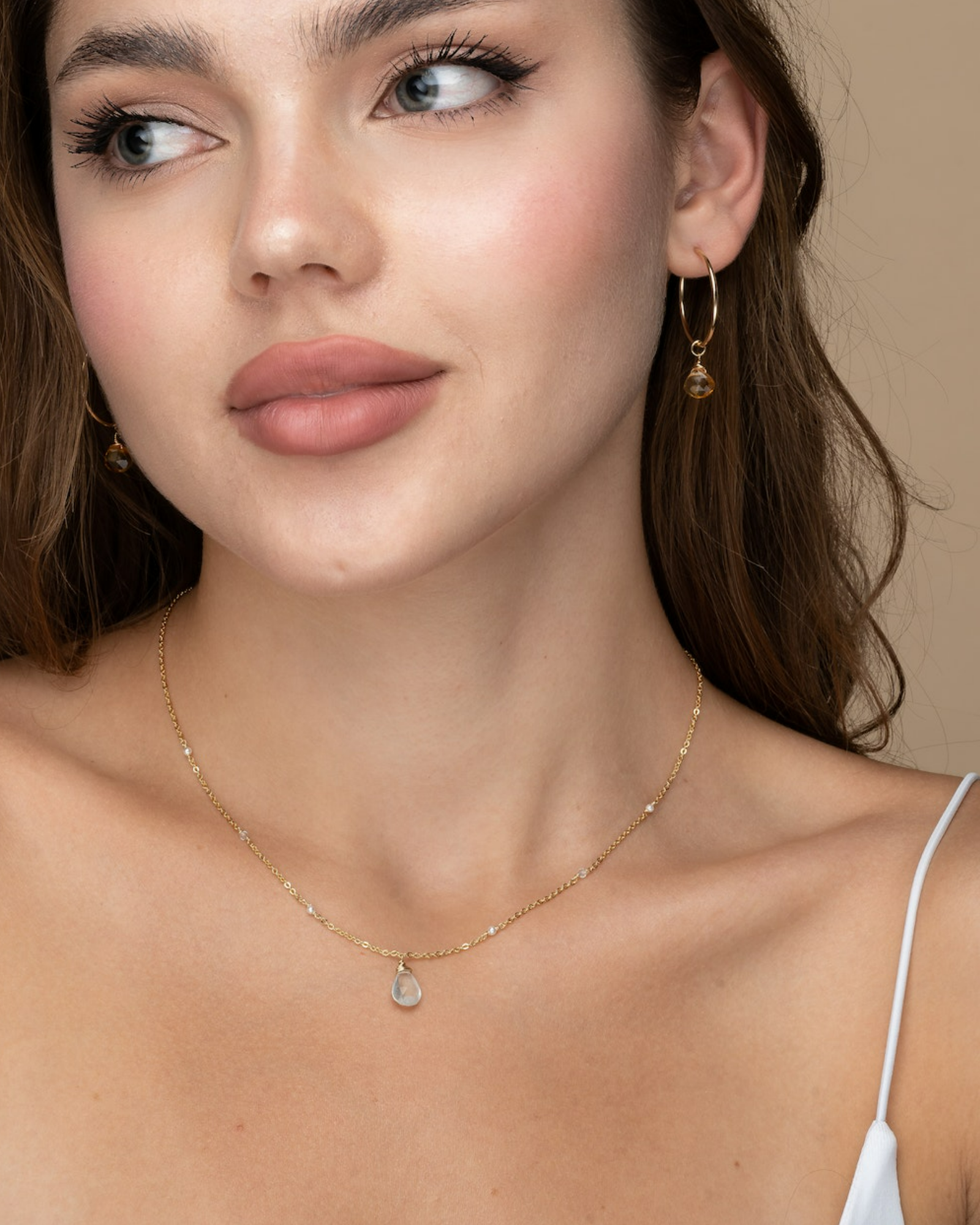 Citrine infinity hoop earrings ERIJEWELRY