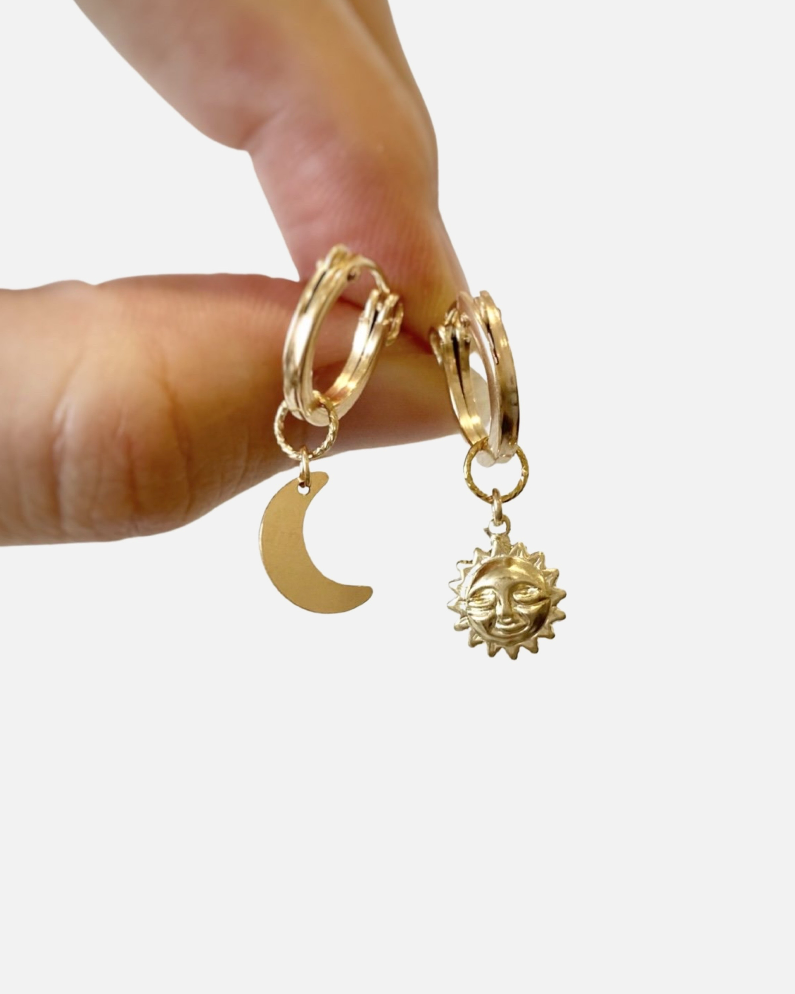 The Sun and Moon Huggie Hoops ERIJEWELRY