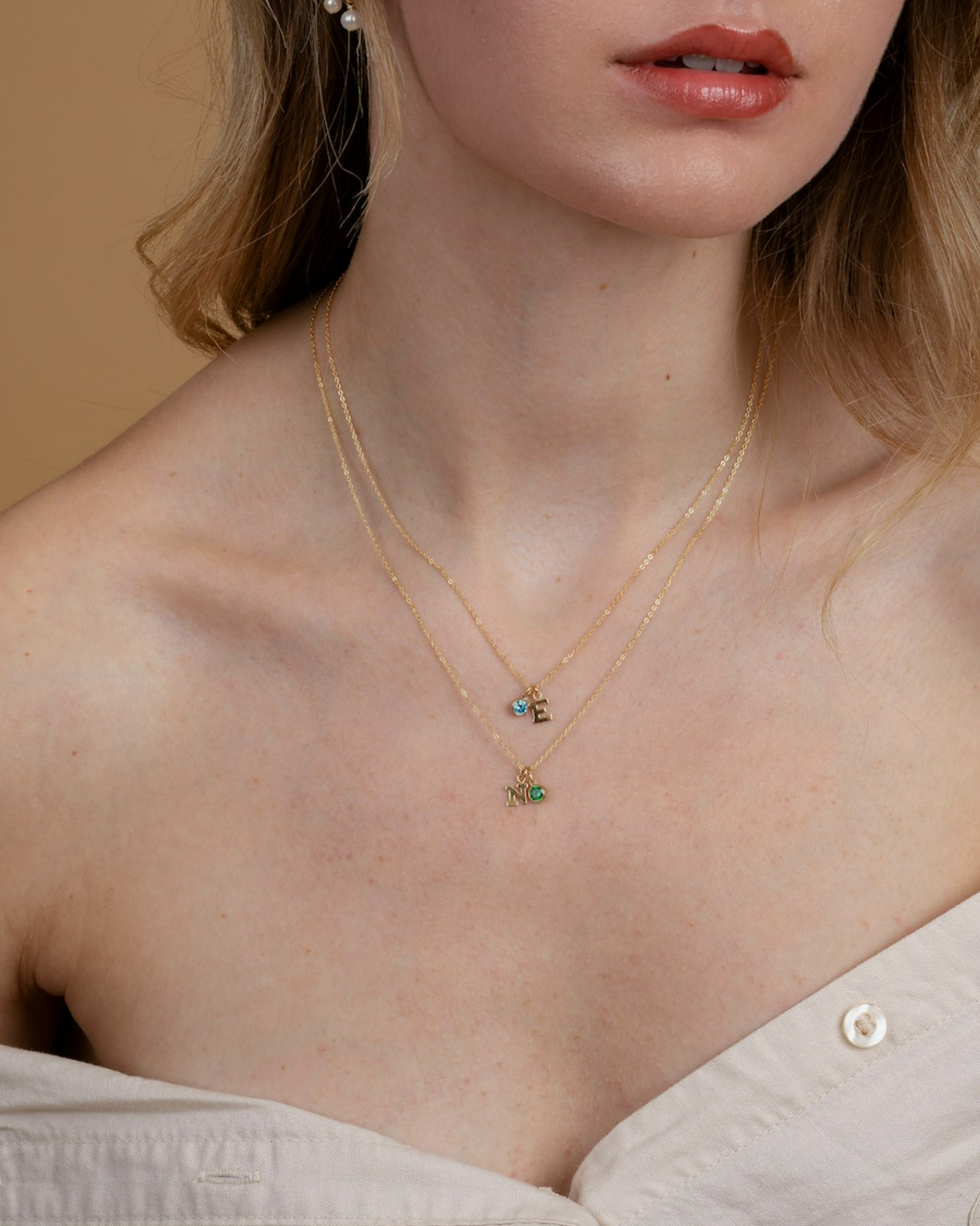 Initial U with Birthstone Necklace ERIJEWELRY