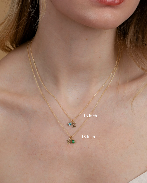 Initial B with Birthstone Necklace