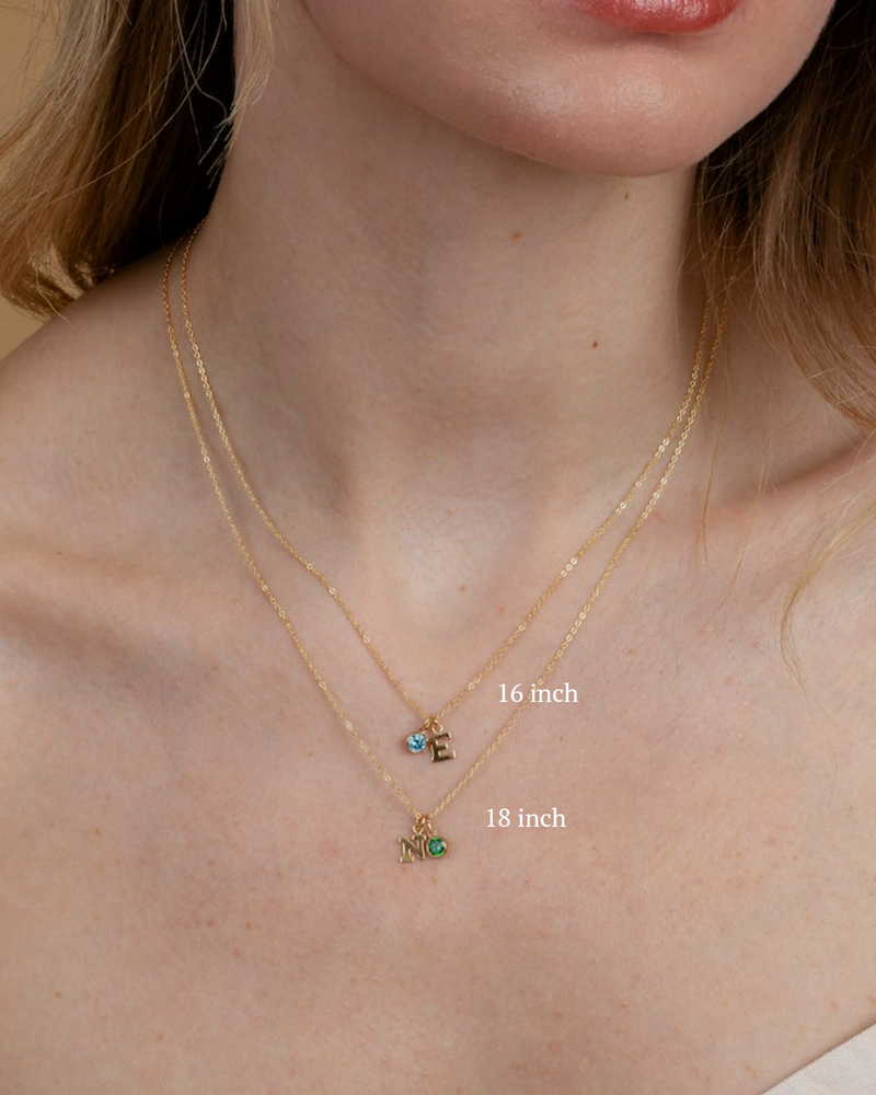Initial V with Birthstone Necklace