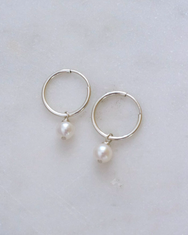 Pearl Infinity hoops (Silver)