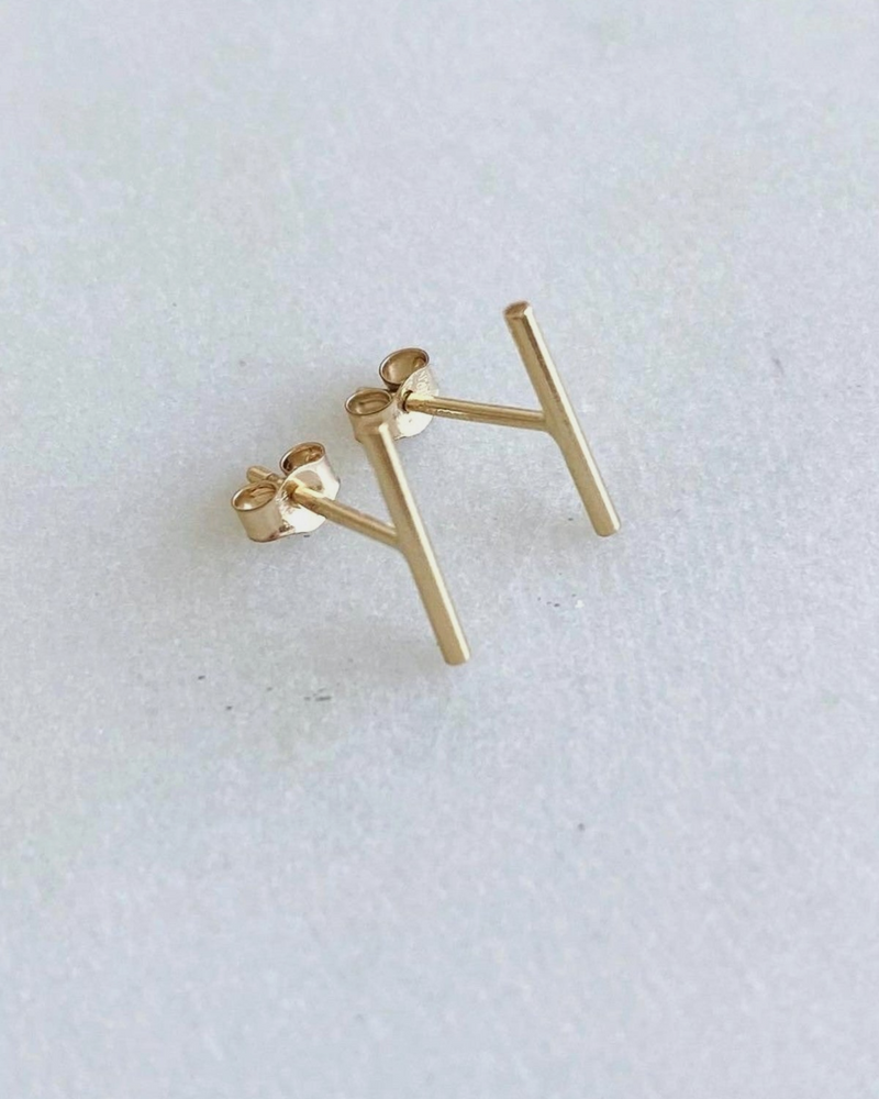 Gold Bar Stud Earrings