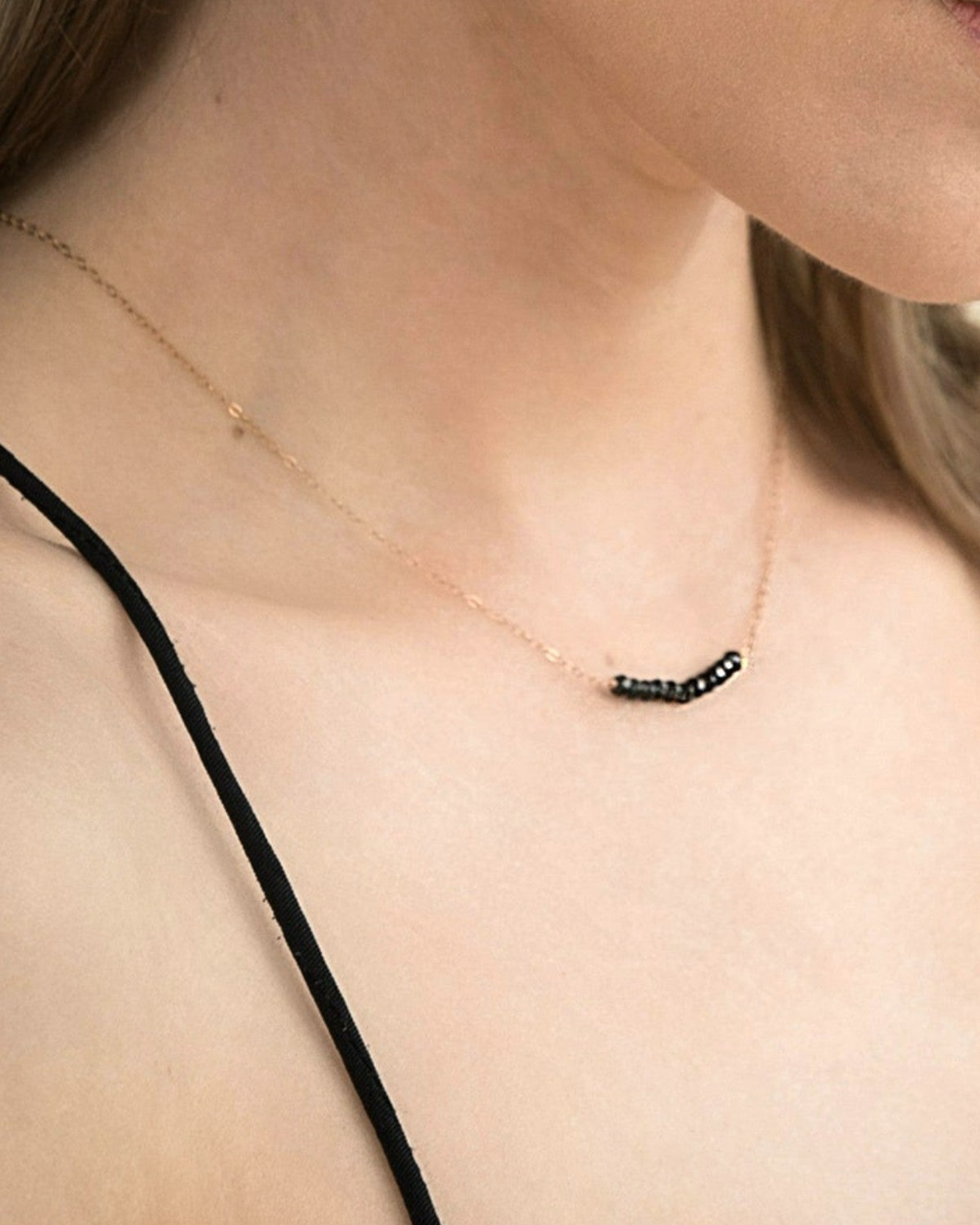 Black Onyx Band Necklace ERIJEWELRY