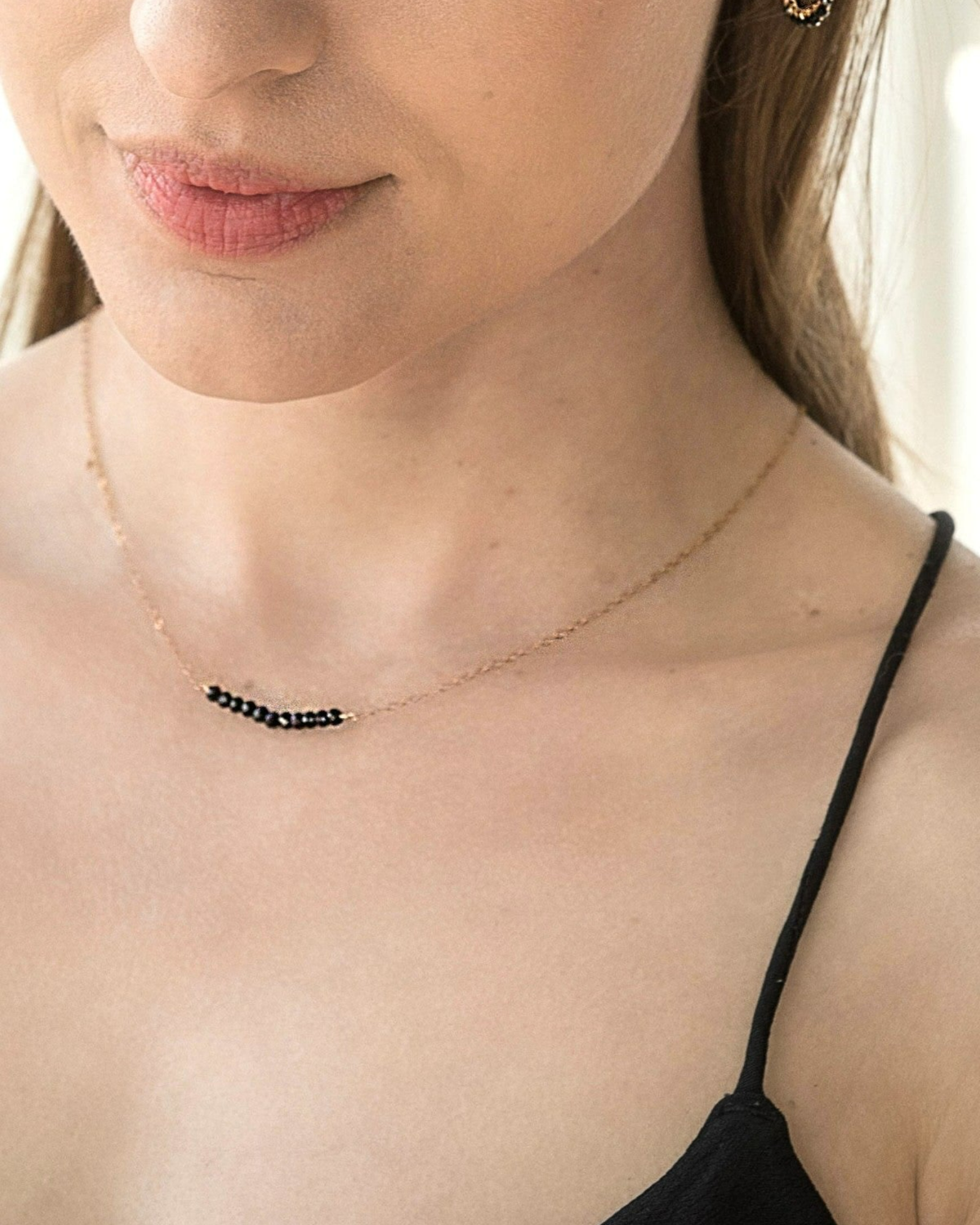 Black Onyx Band Necklace ERIJEWELRY