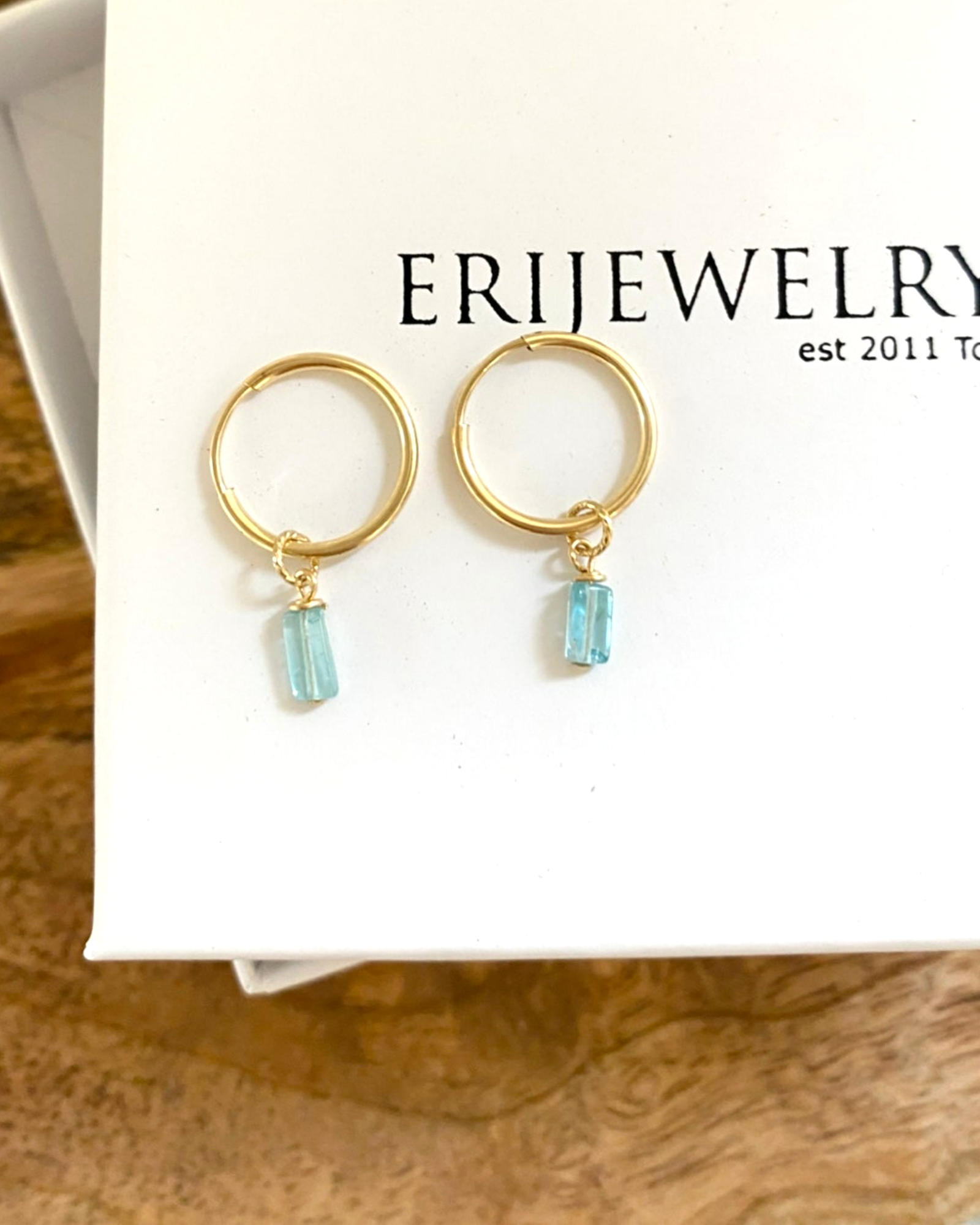 Blue Apatite Mini Infinity Hoops ERIJEWELRY