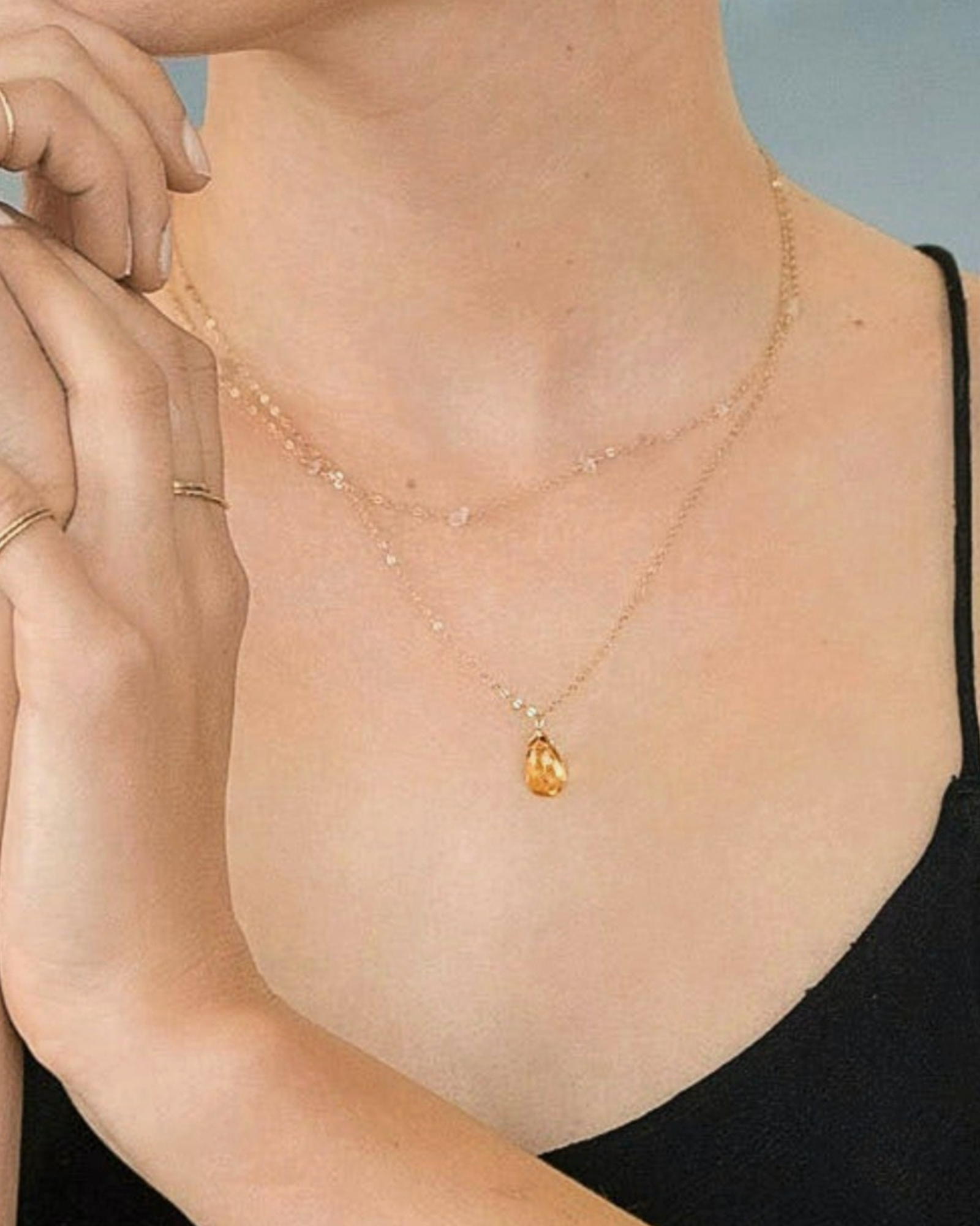 Citrine Drop Necklace ERIJEWELRY