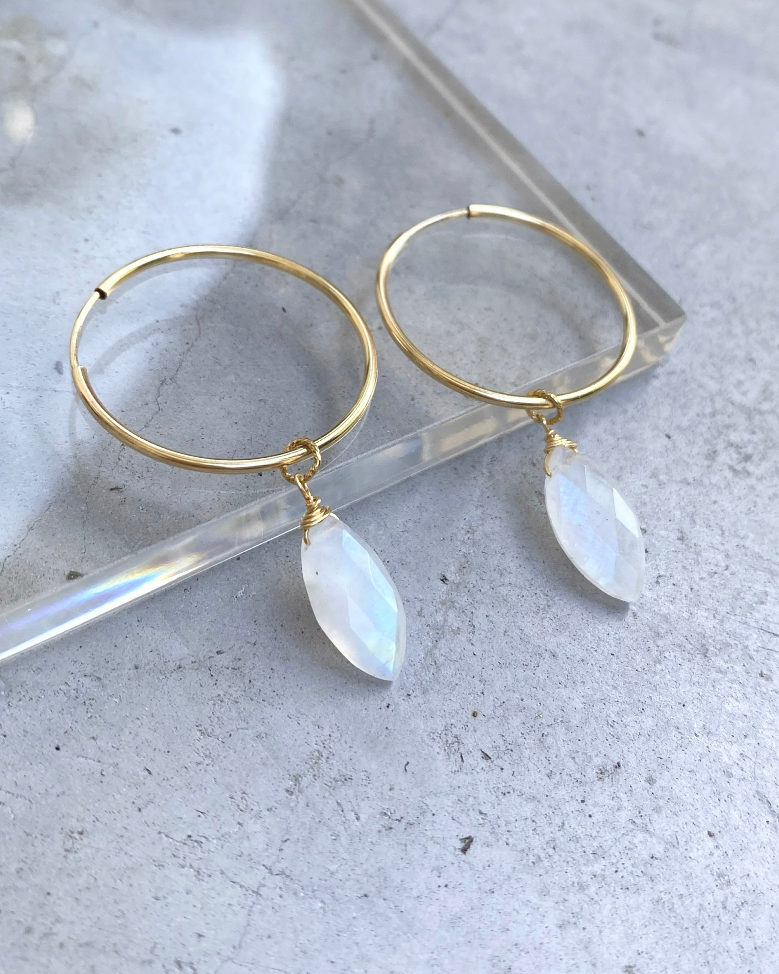 Moonstone Marquise-cut Hoops ERIJEWELRY