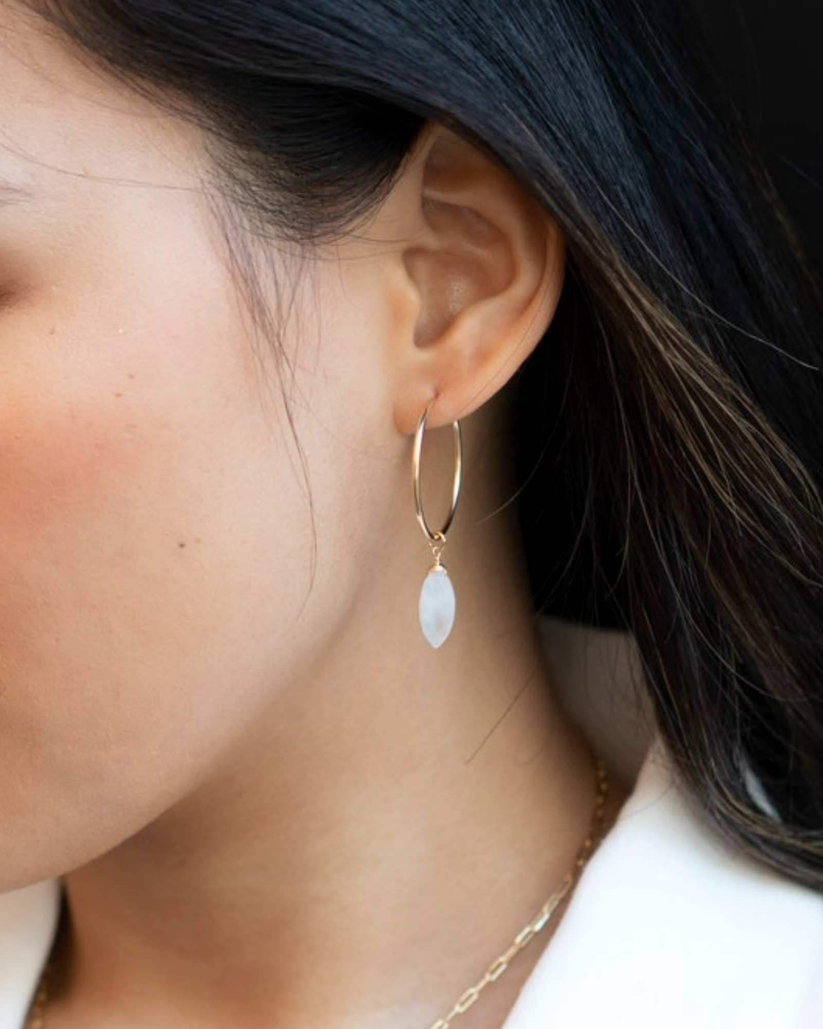 Moonstone Marquise-cut Hoops ERIJEWELRY