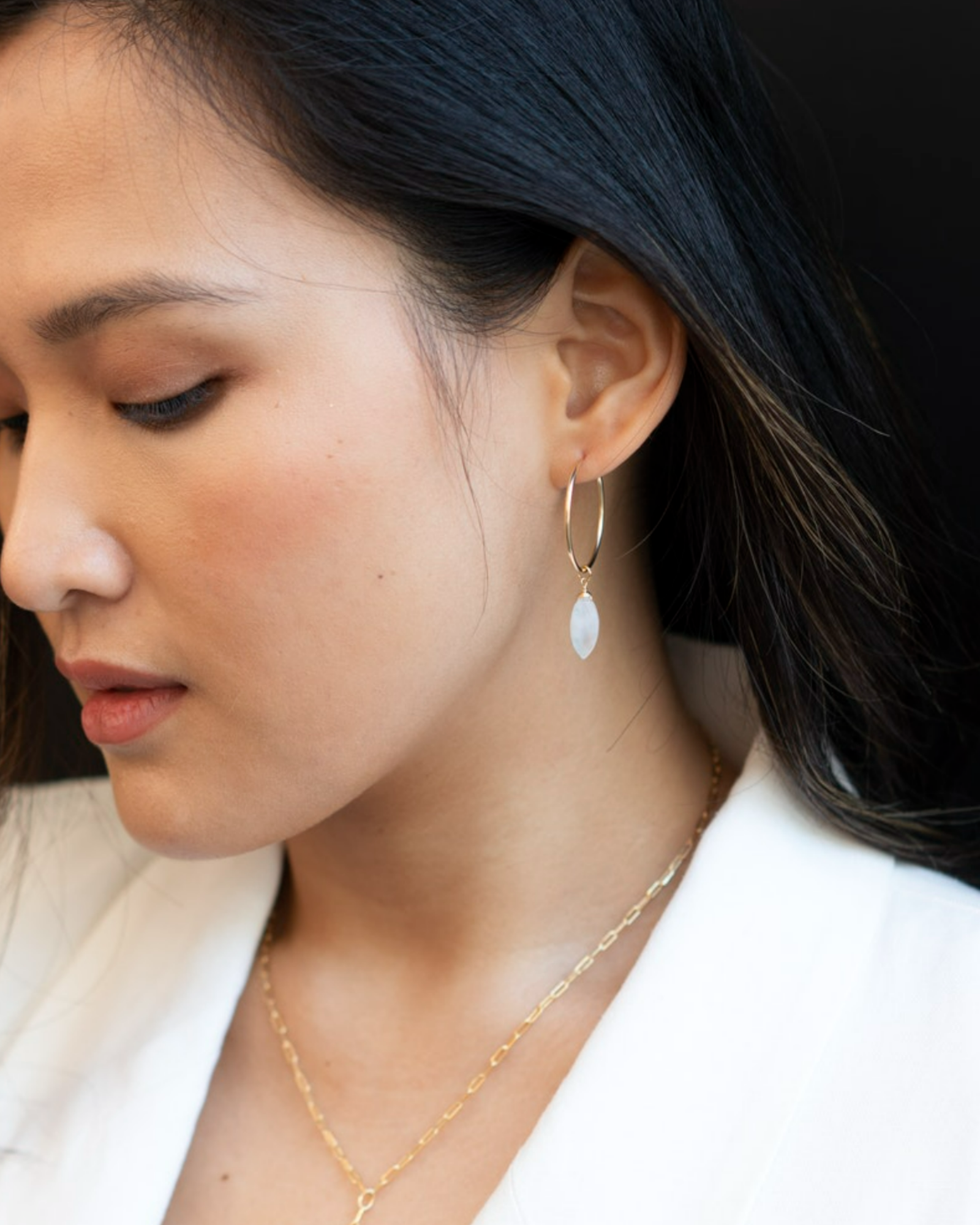 Moonstone Marquise-cut Hoops ERIJEWELRY