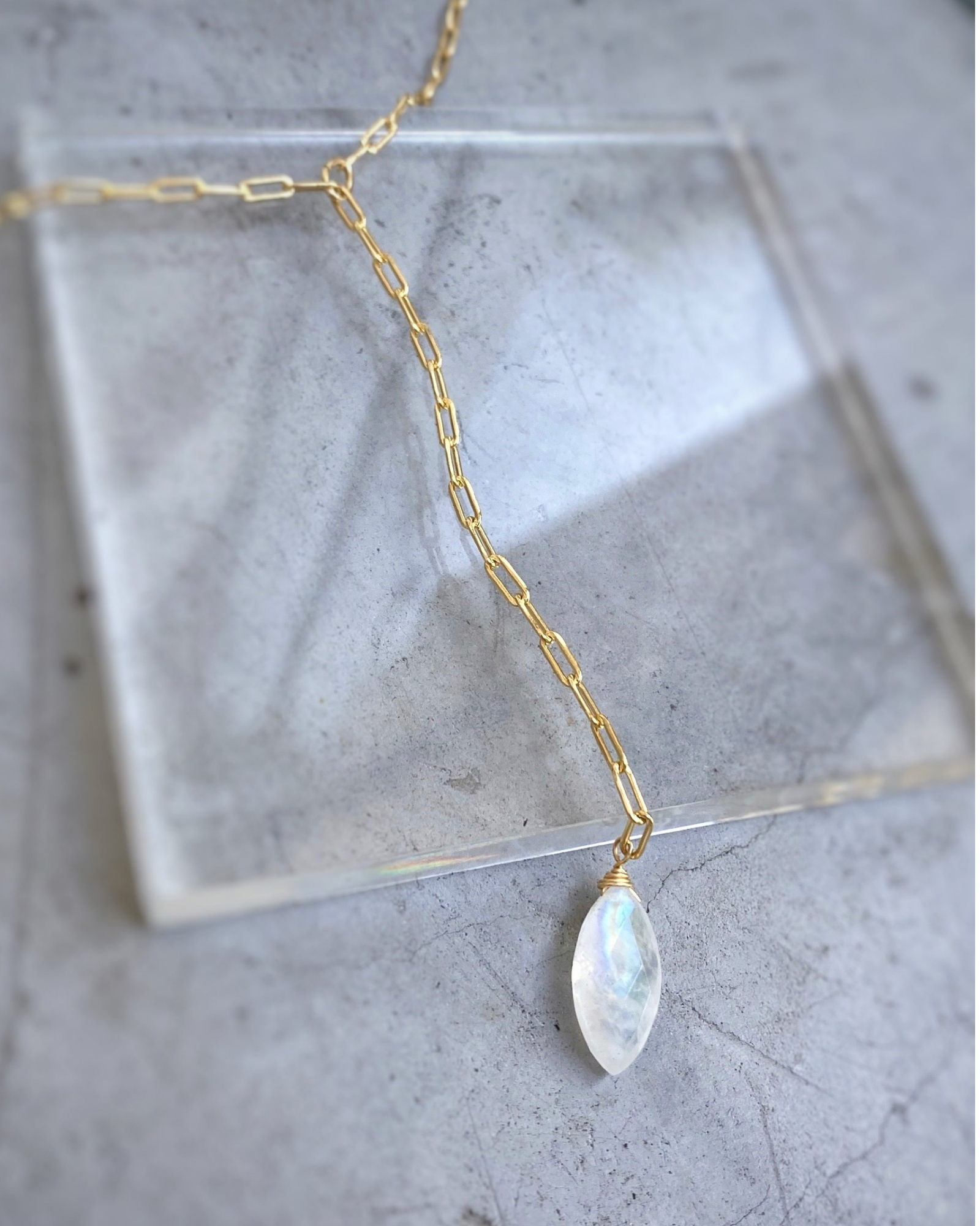 Moonstone Marquise Y Necklace ERIJEWELRY