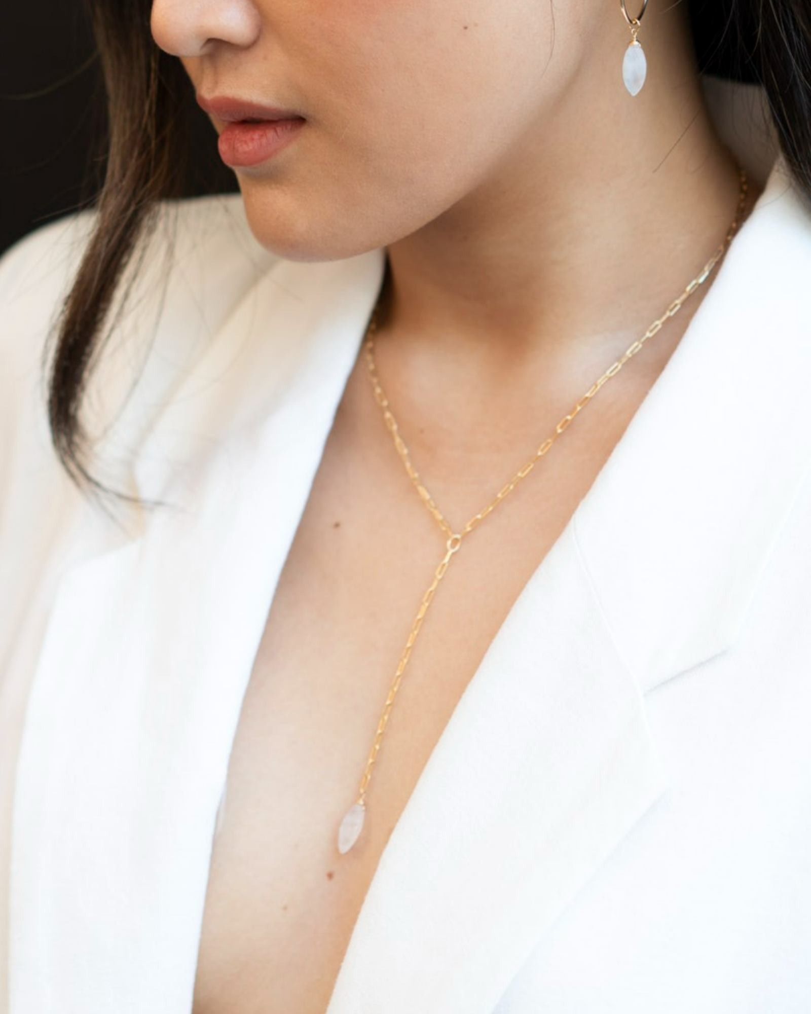 Moonstone Marquise Y Necklace ERIJEWELRY