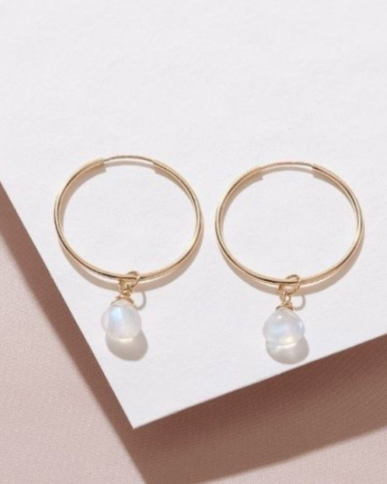 Moonstone Heart Hoop Earrings ERIJEWELRY