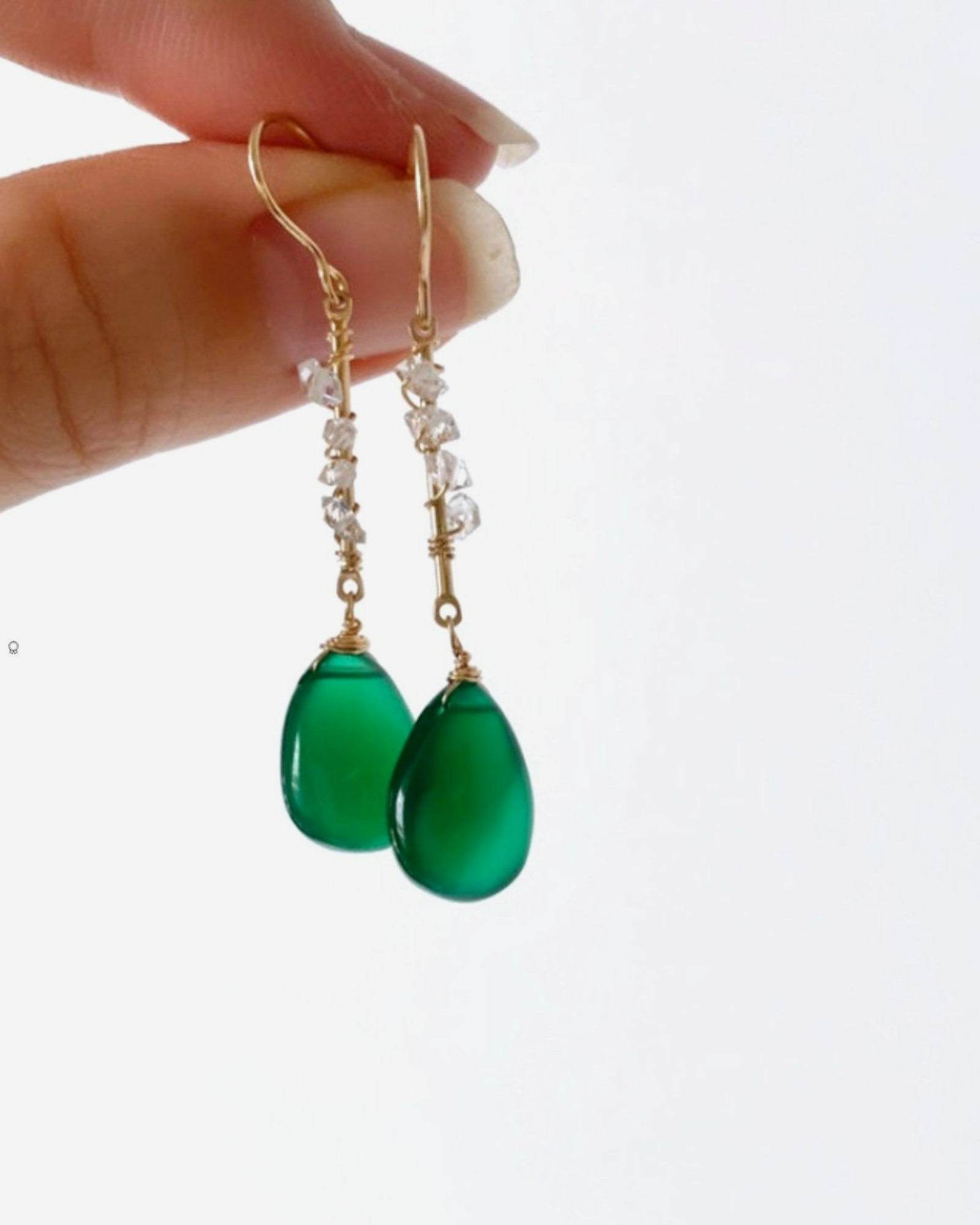 Green Onyx and Herkimer Diamonds Earrings ERIJEWELRY