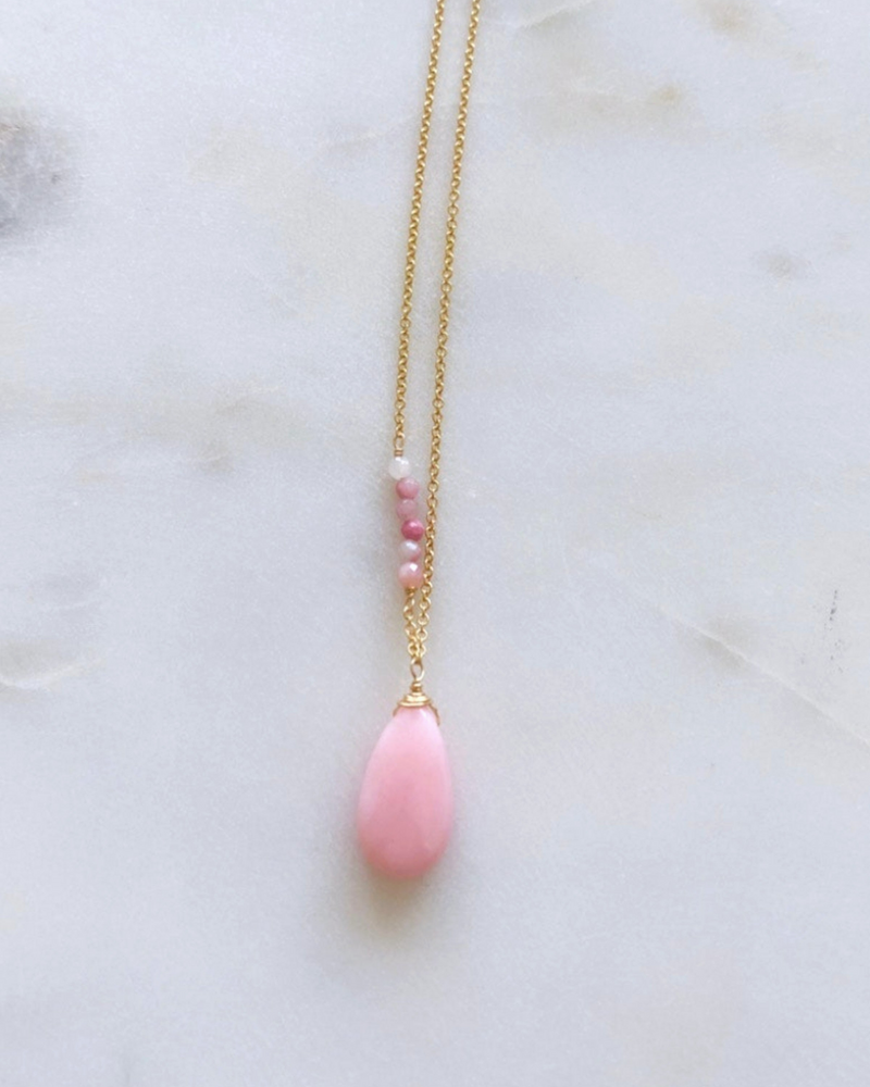 Pink Opal One Line Necklace