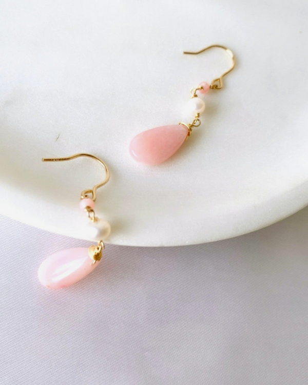 Pink Opal Elegant Earrings