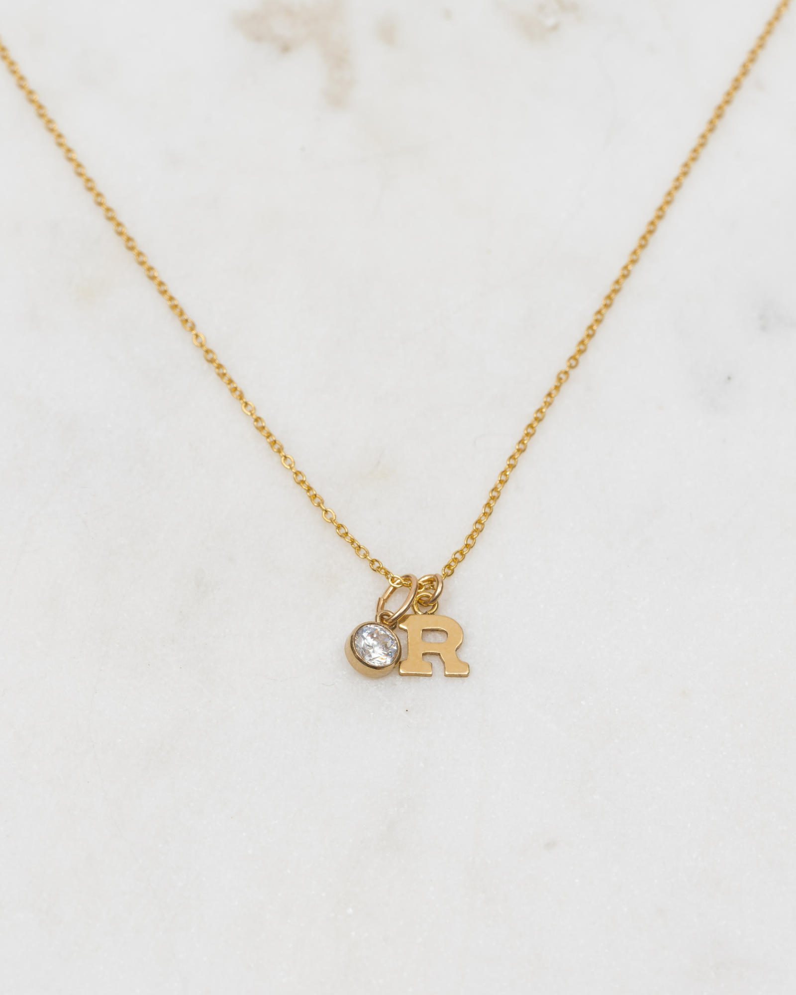 Initial R with Birthstone Necklace ERIJEWELRY